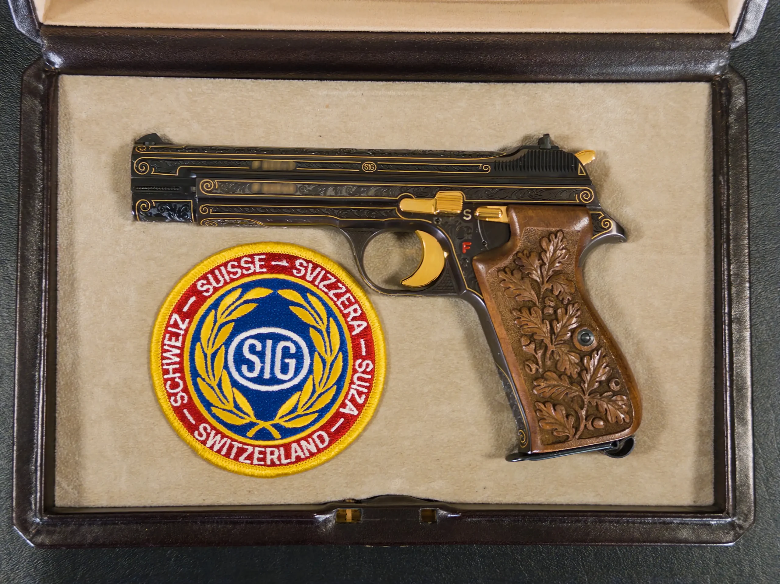Sig Sauer P210 De Luxe Gold Inlay Scrollwork