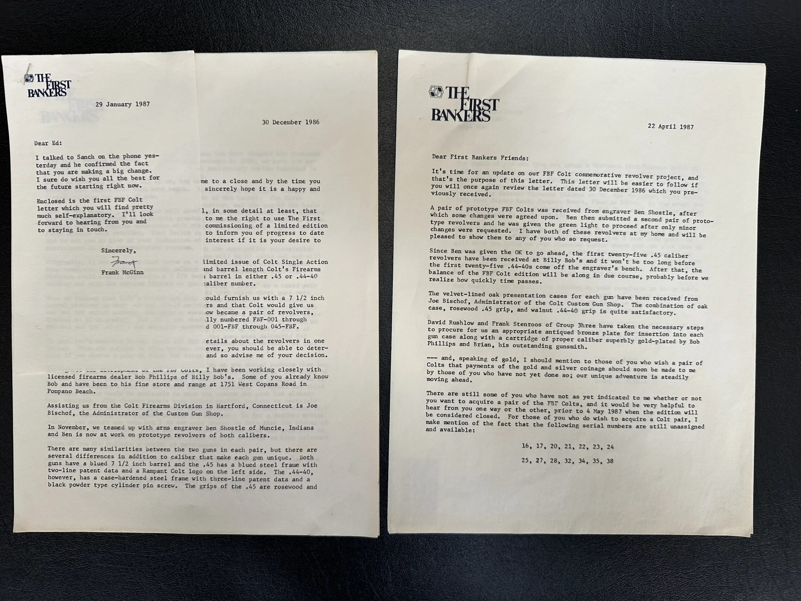 Colt engraved revolvers pair historic First Bankers project