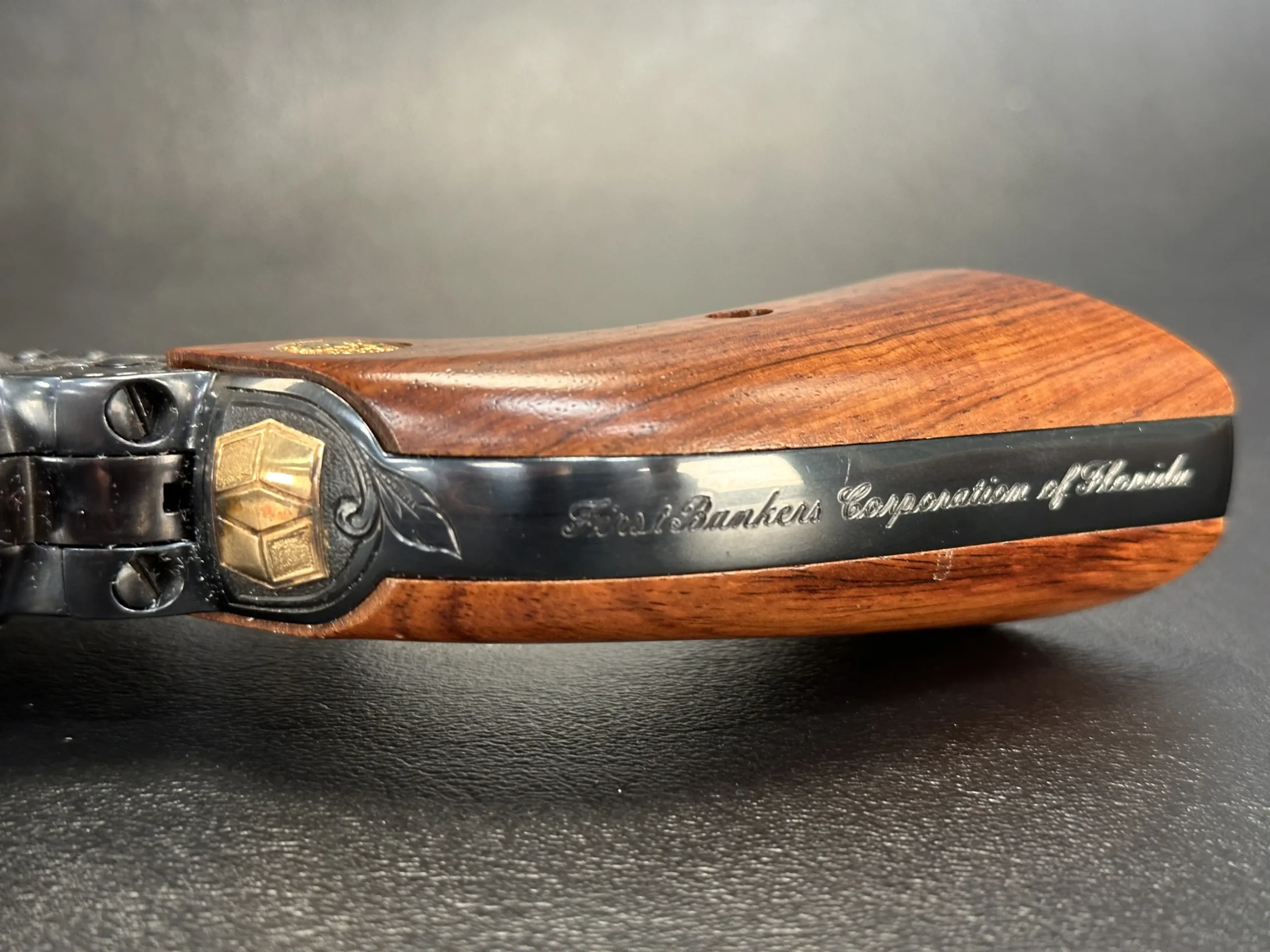 Colt revolvers engraved pair gold accent cylinders