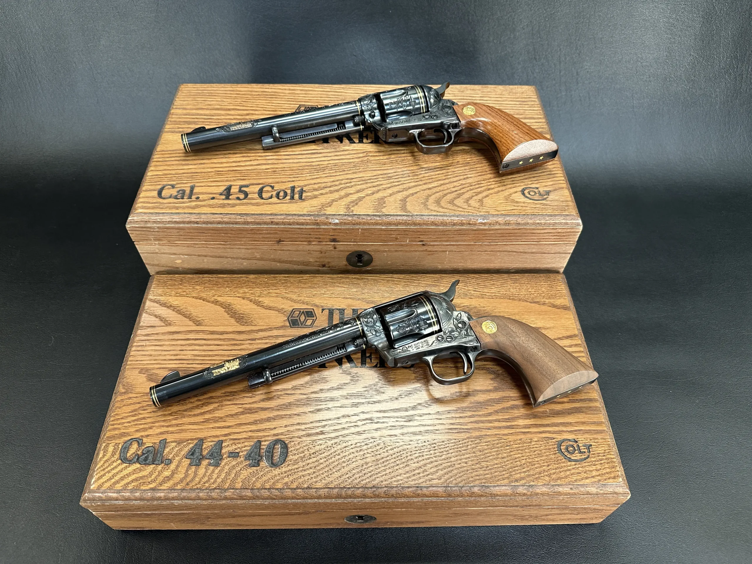 Factory engraved Colt revolvers matched pair 45 Colt