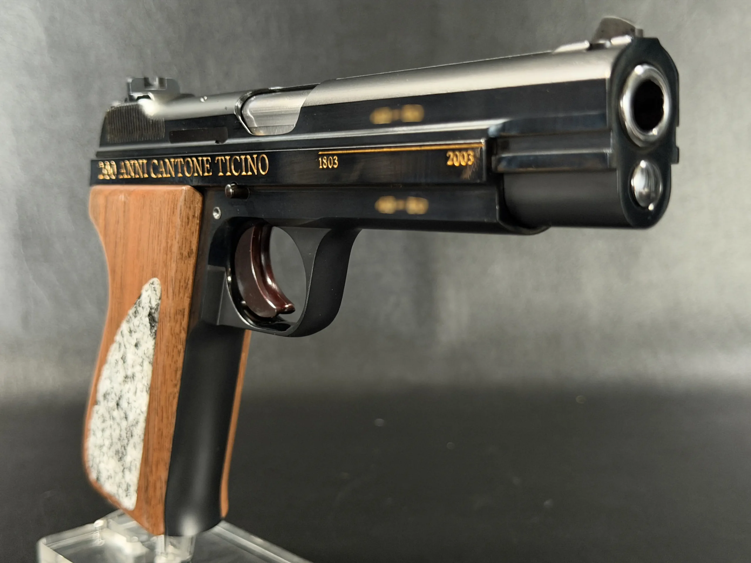 SIG P210 engraved slide gold lettering