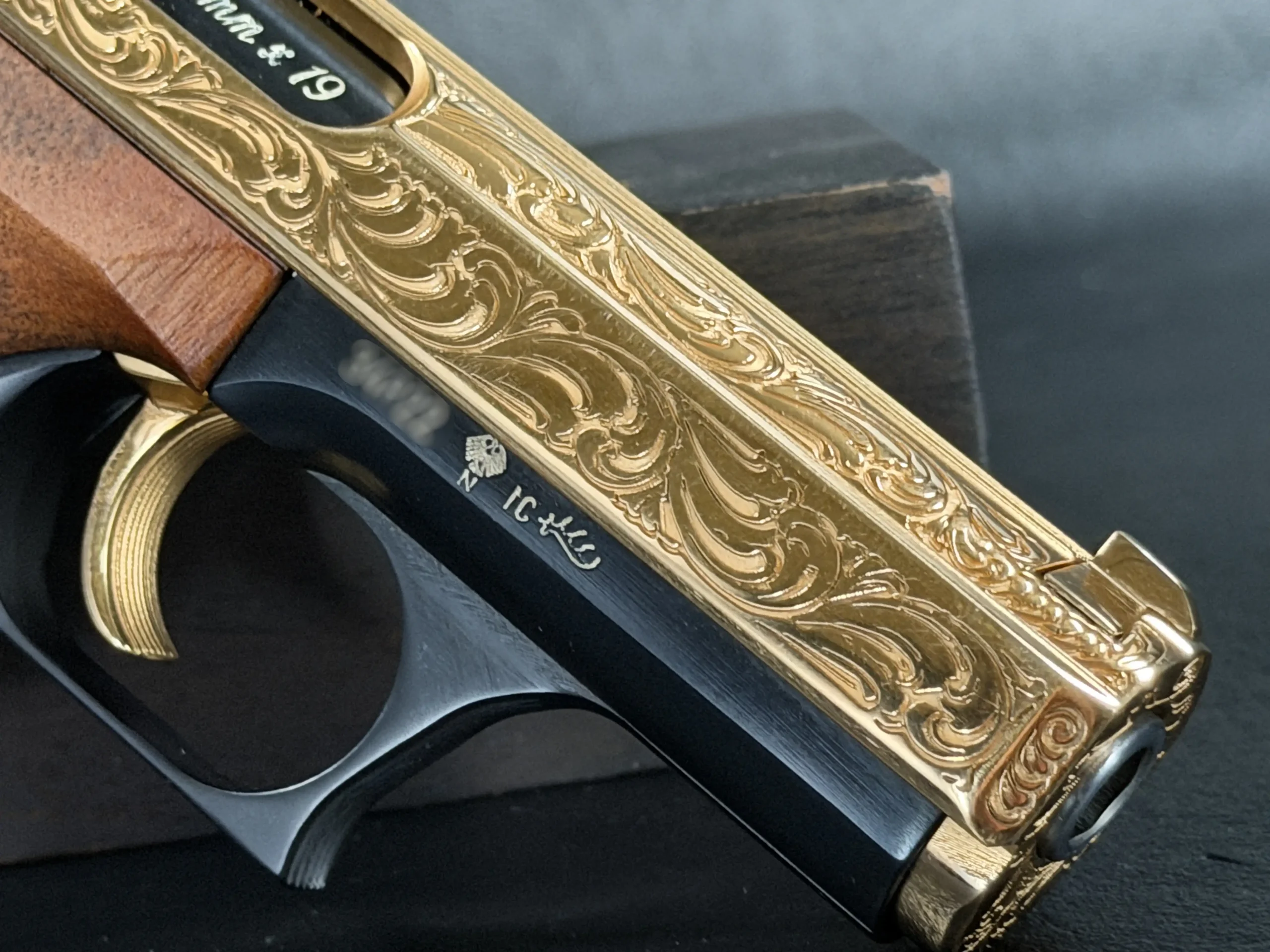 HK P7 Engraved Barrel and Slide Detail