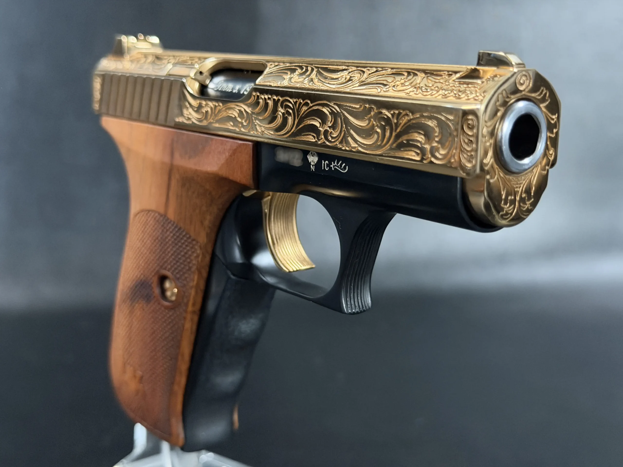 HK P7 Engraved Gold Finish Slide