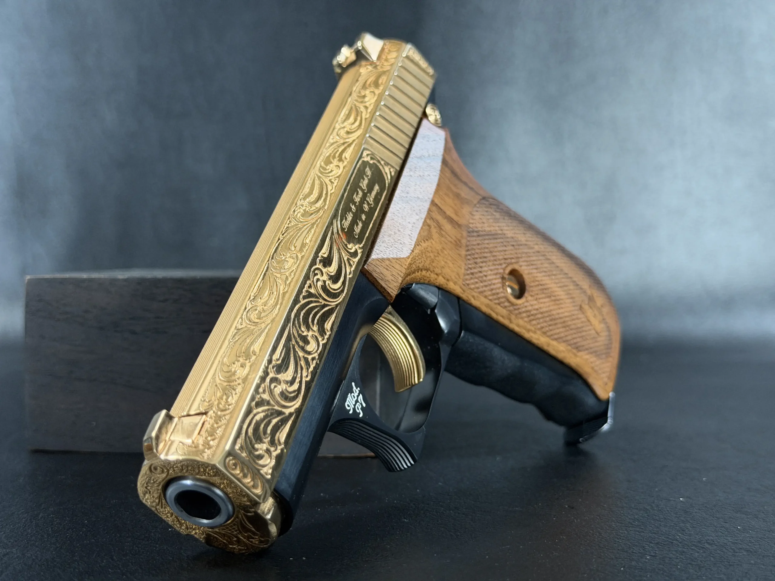 Heckler Koch P7 Engraved Slide Detail