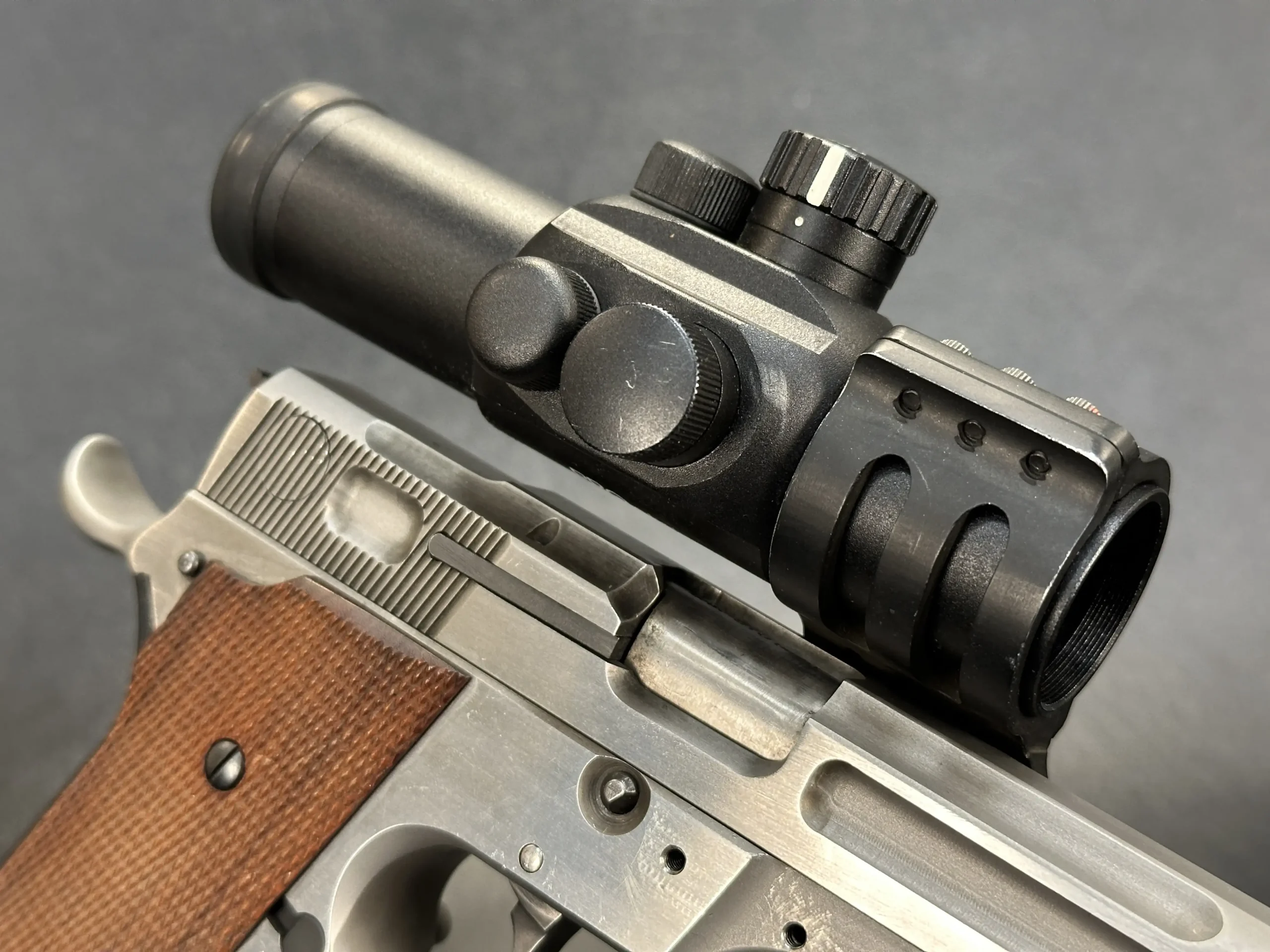 smith wesson prototype pistol with tasco propoint