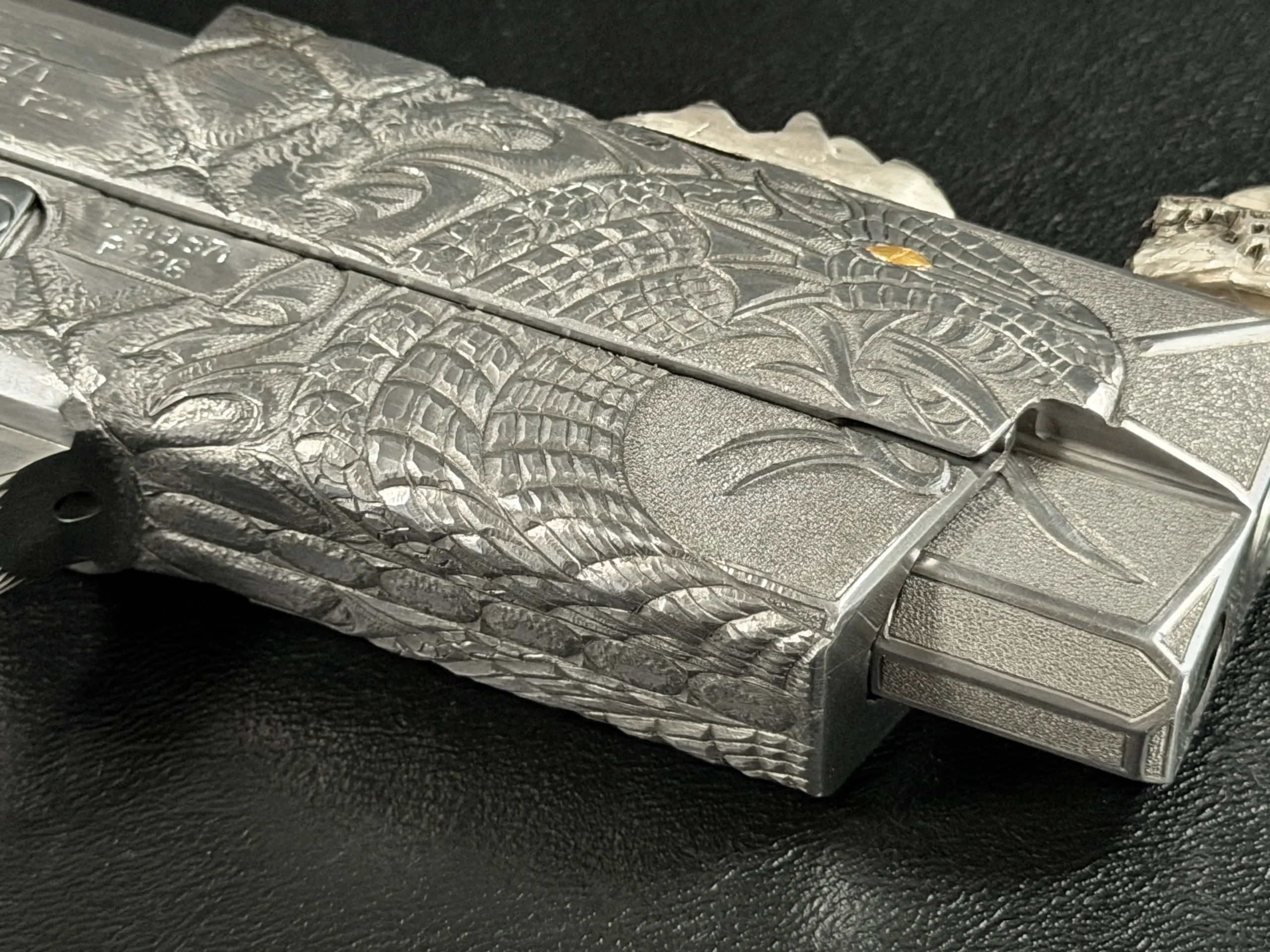 SIG Sauer P226 X Five Dragon Engraved Frame Texture