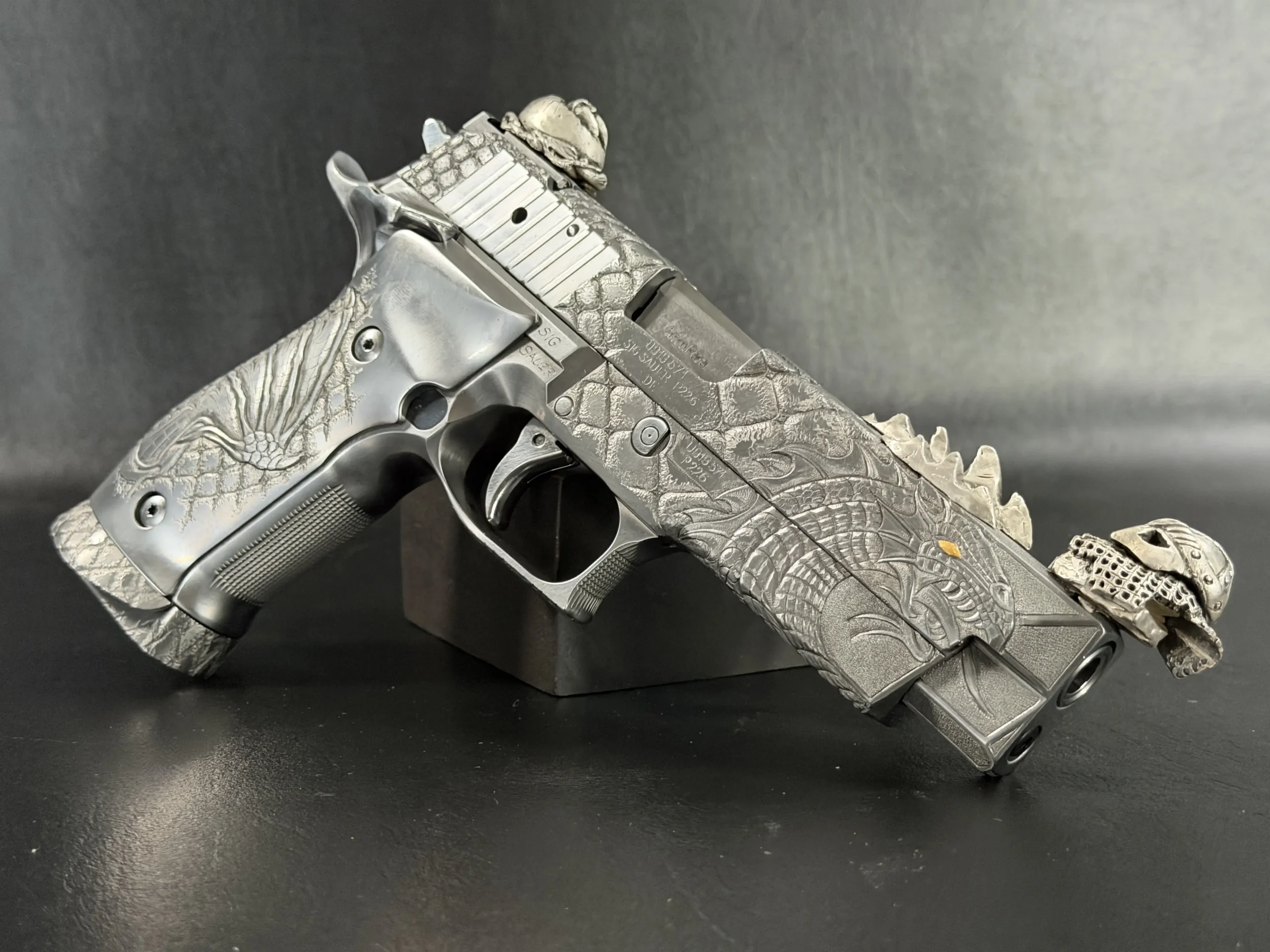 SIG Sauer P226 X Five Dragon Engraved Metal Texture