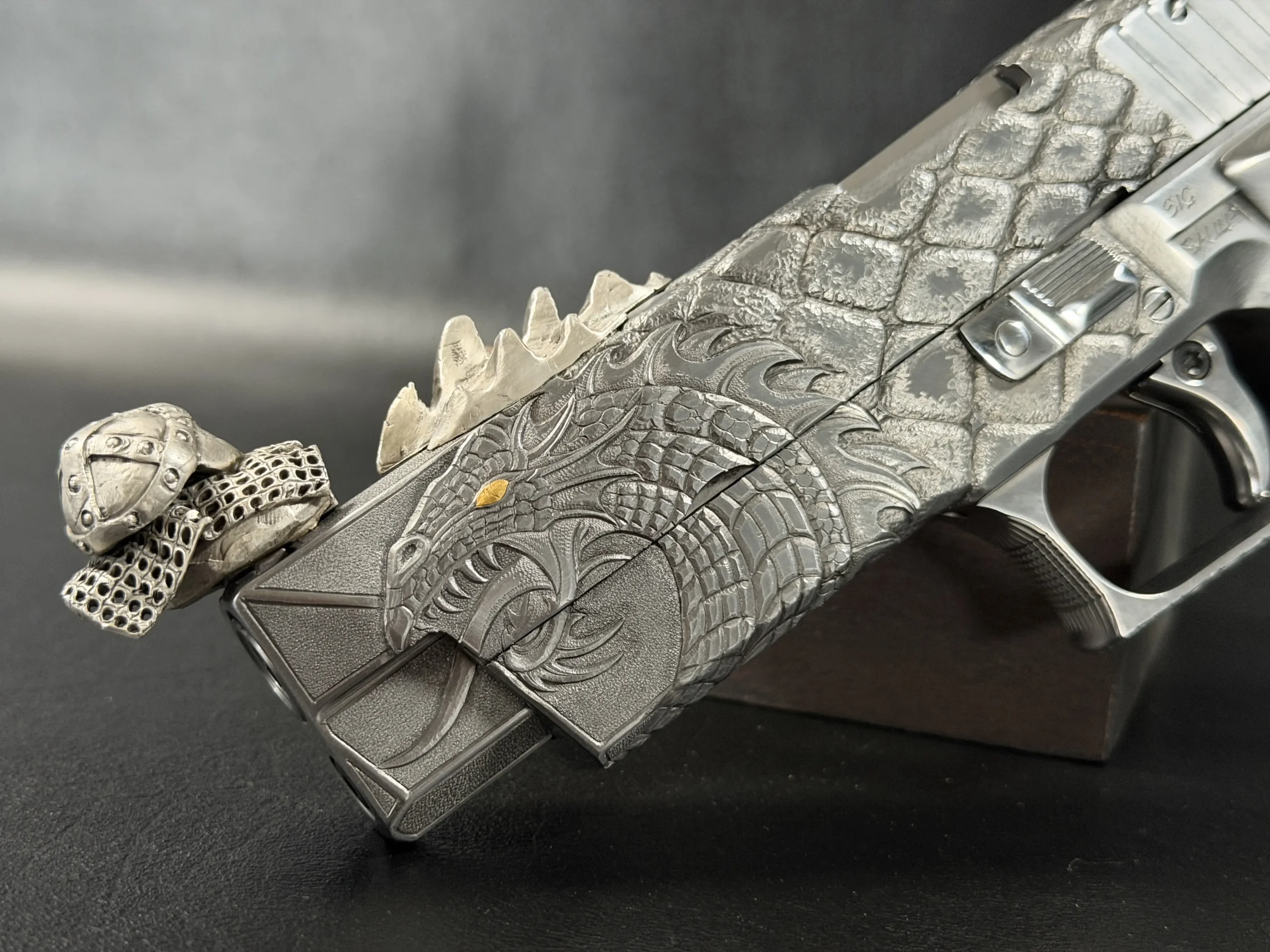 SIG Sauer P226 X Five Dragon Engraved Slide Detail