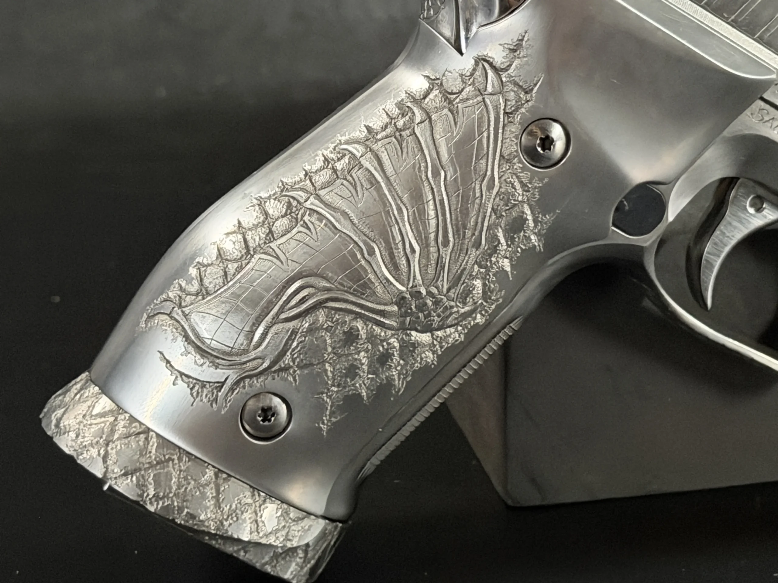 SIG Sauer P226 X Five Dragon Hand Engraved Detail