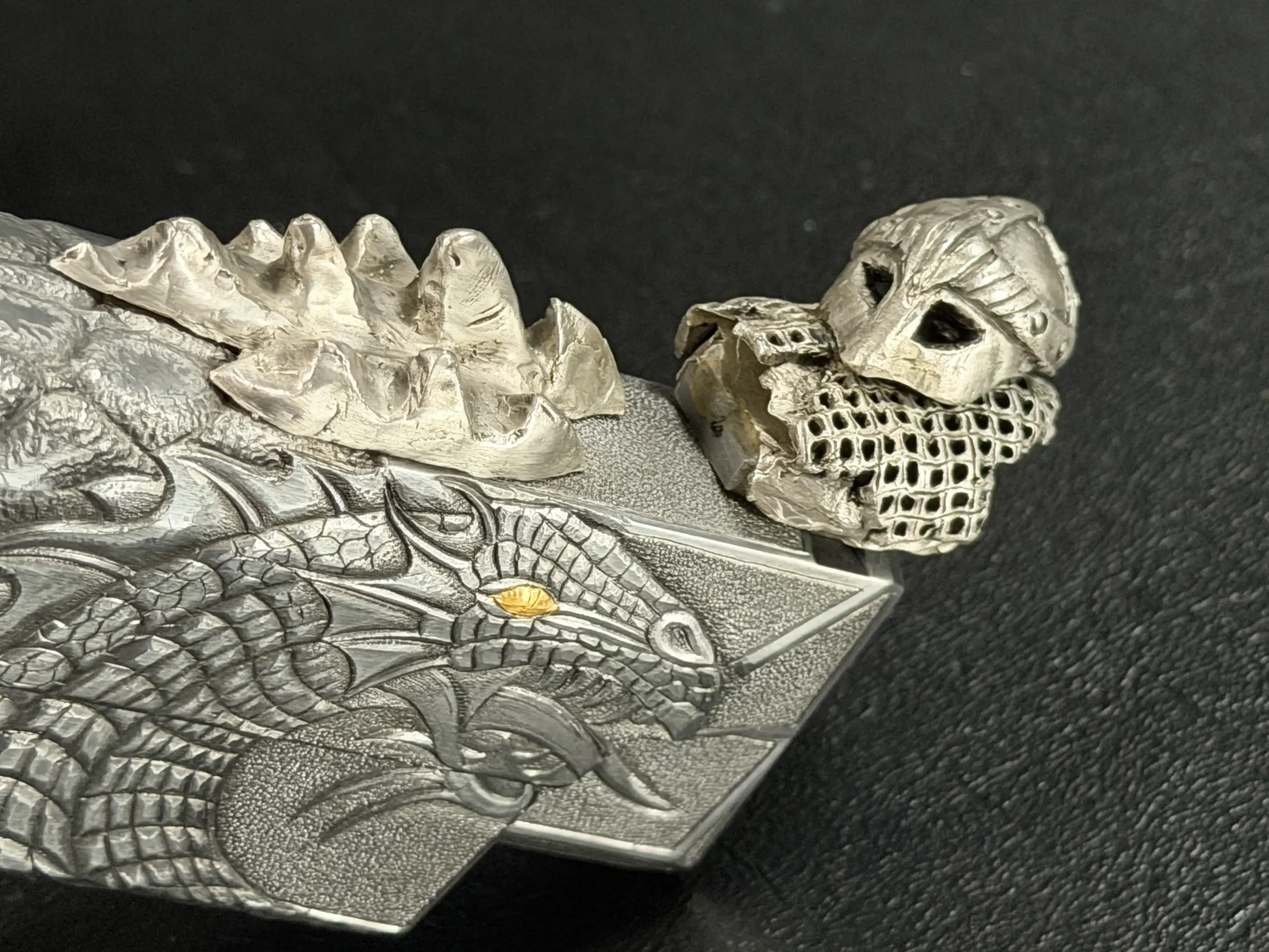 SIG Sauer P226 X Five Dragon Relief Engraving Close Up