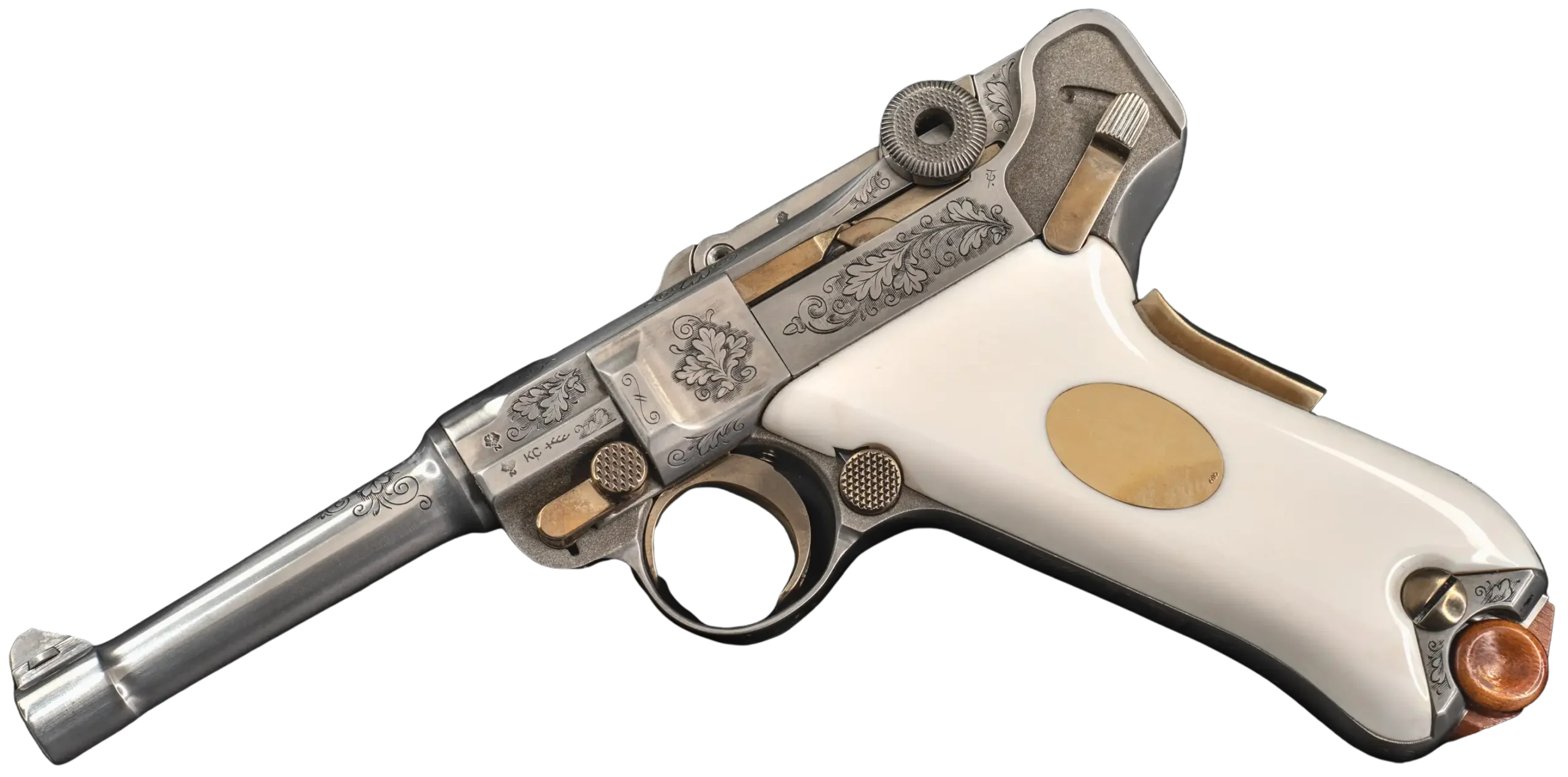 LUGER P08 シルバーガスガン Luger P08 Parabellum Pistol Replica – Nickel Finish Non-Firing