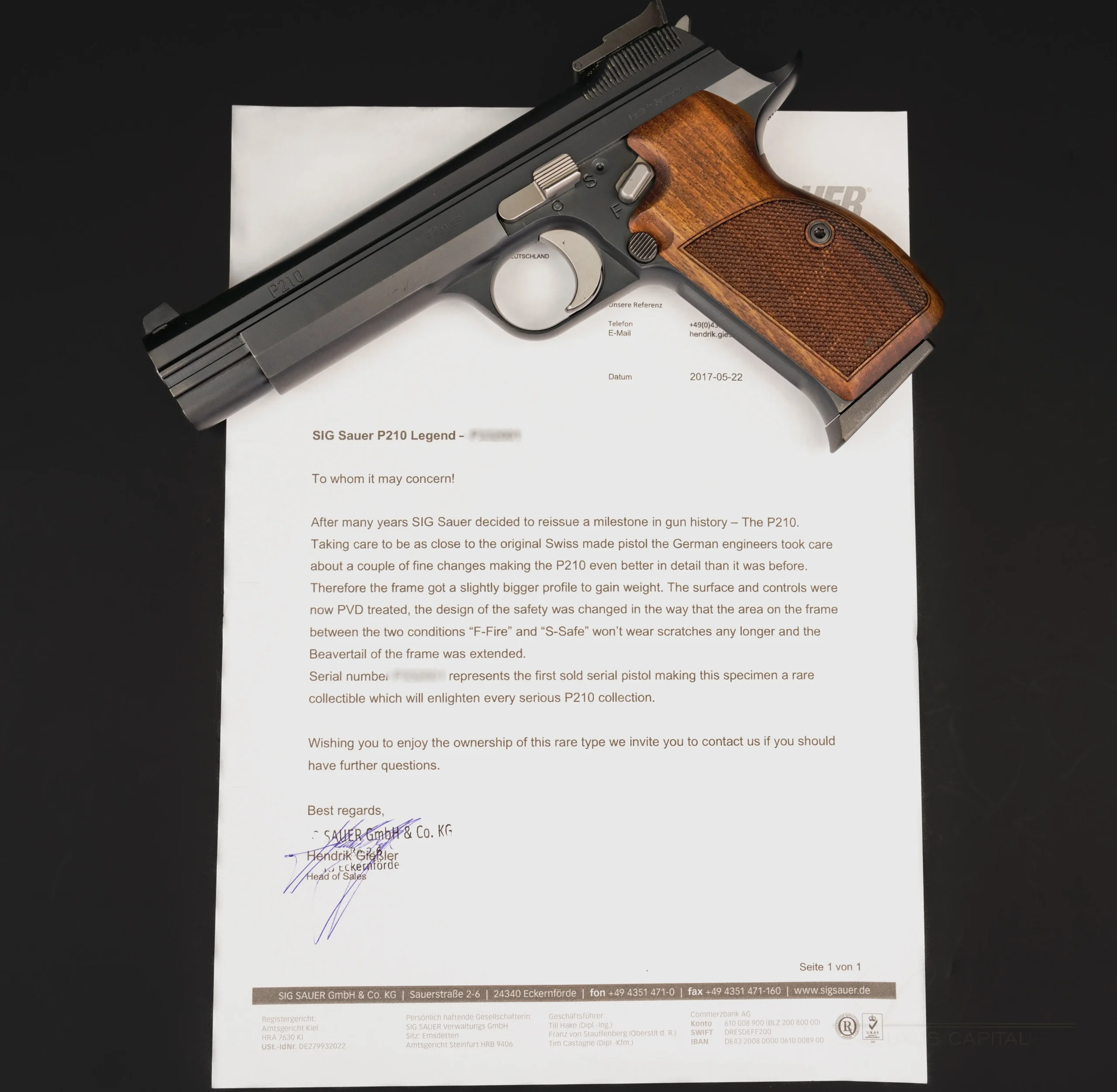 SIG P210 Legend First Production Black 9mm