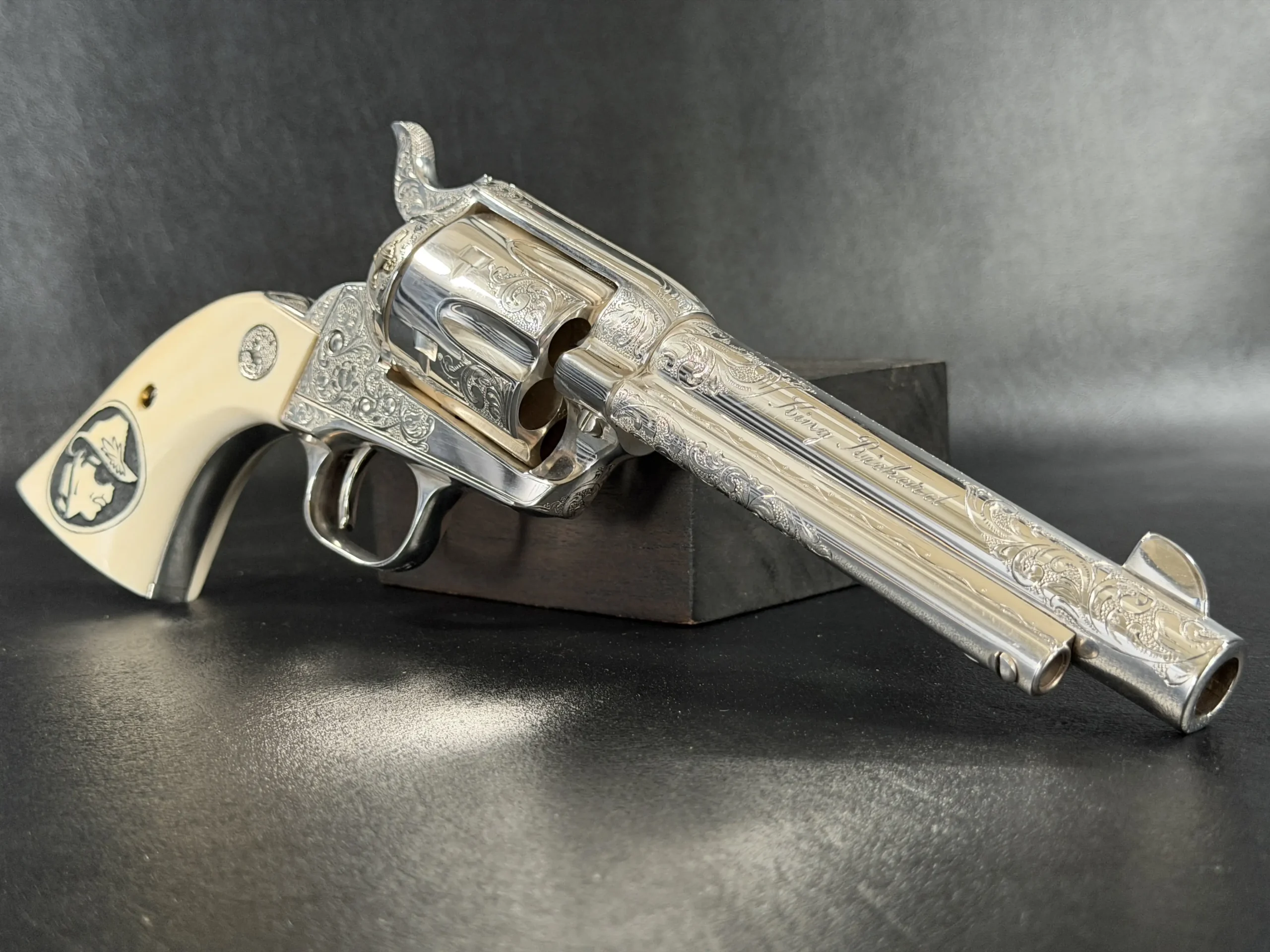 Colt Petty Edition SAA engraved scroll revolver