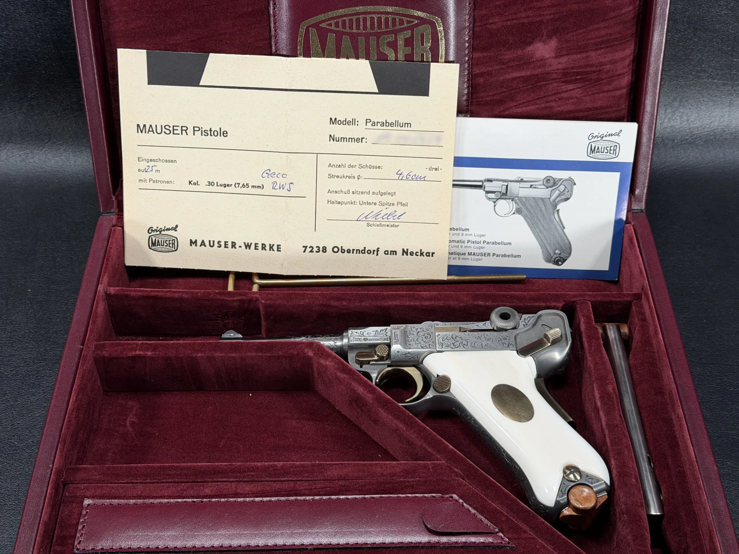 Mauser Engraved Parabellum Exhibition Pistol Set