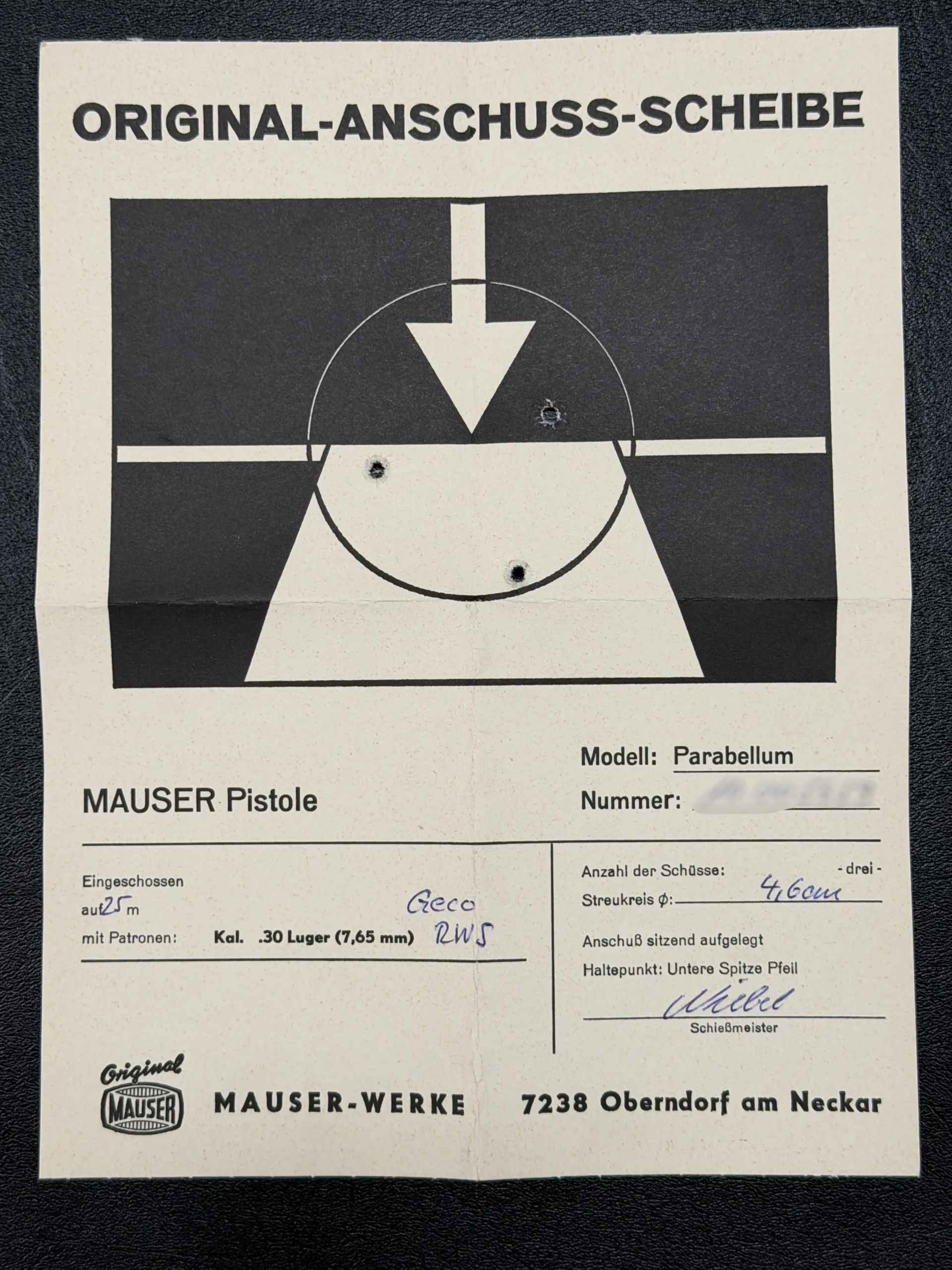 Mauser P08 Engraved Barrel Detail IWA 84