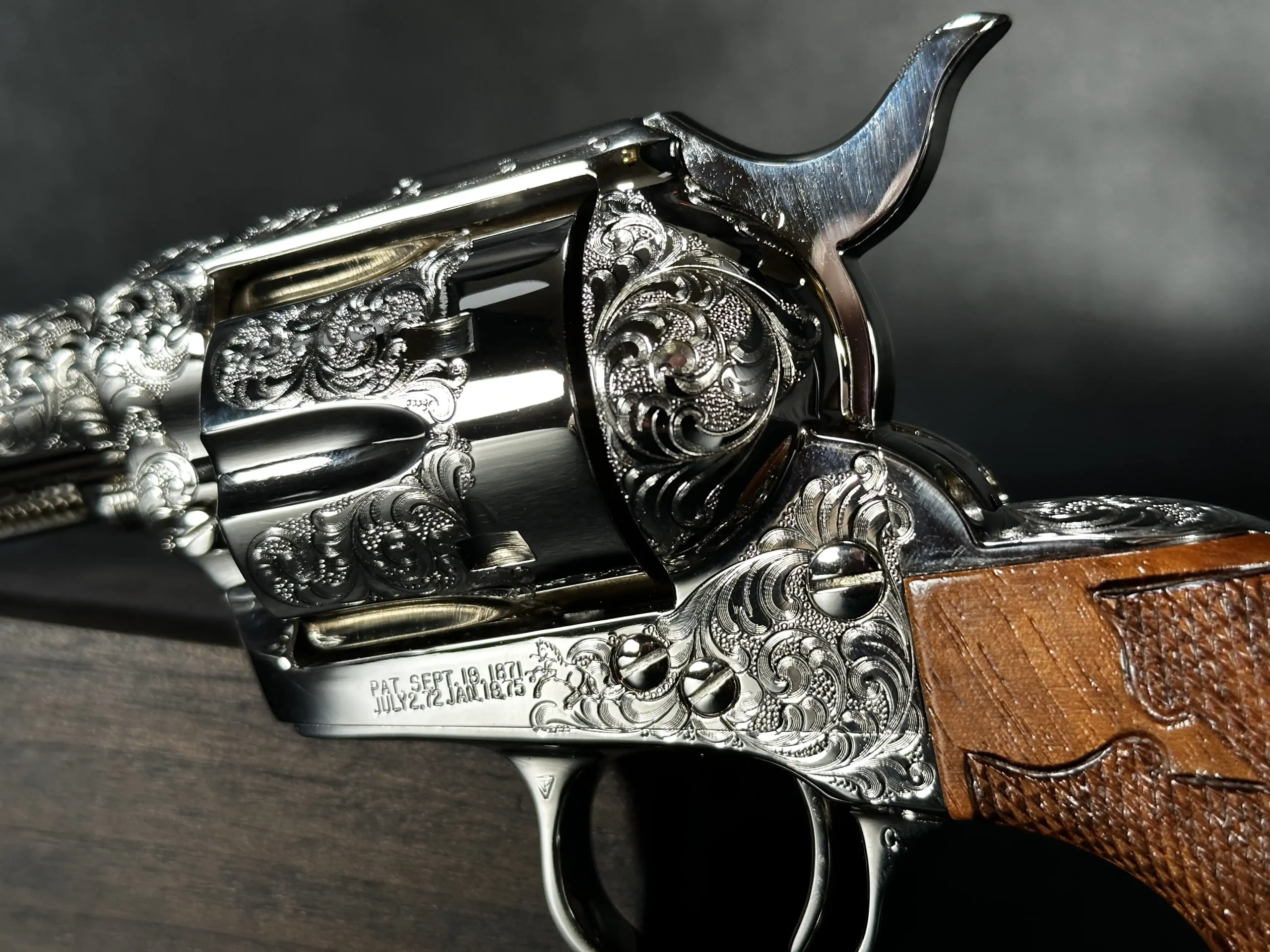 Colt Buntline Engraved Barrel Detail