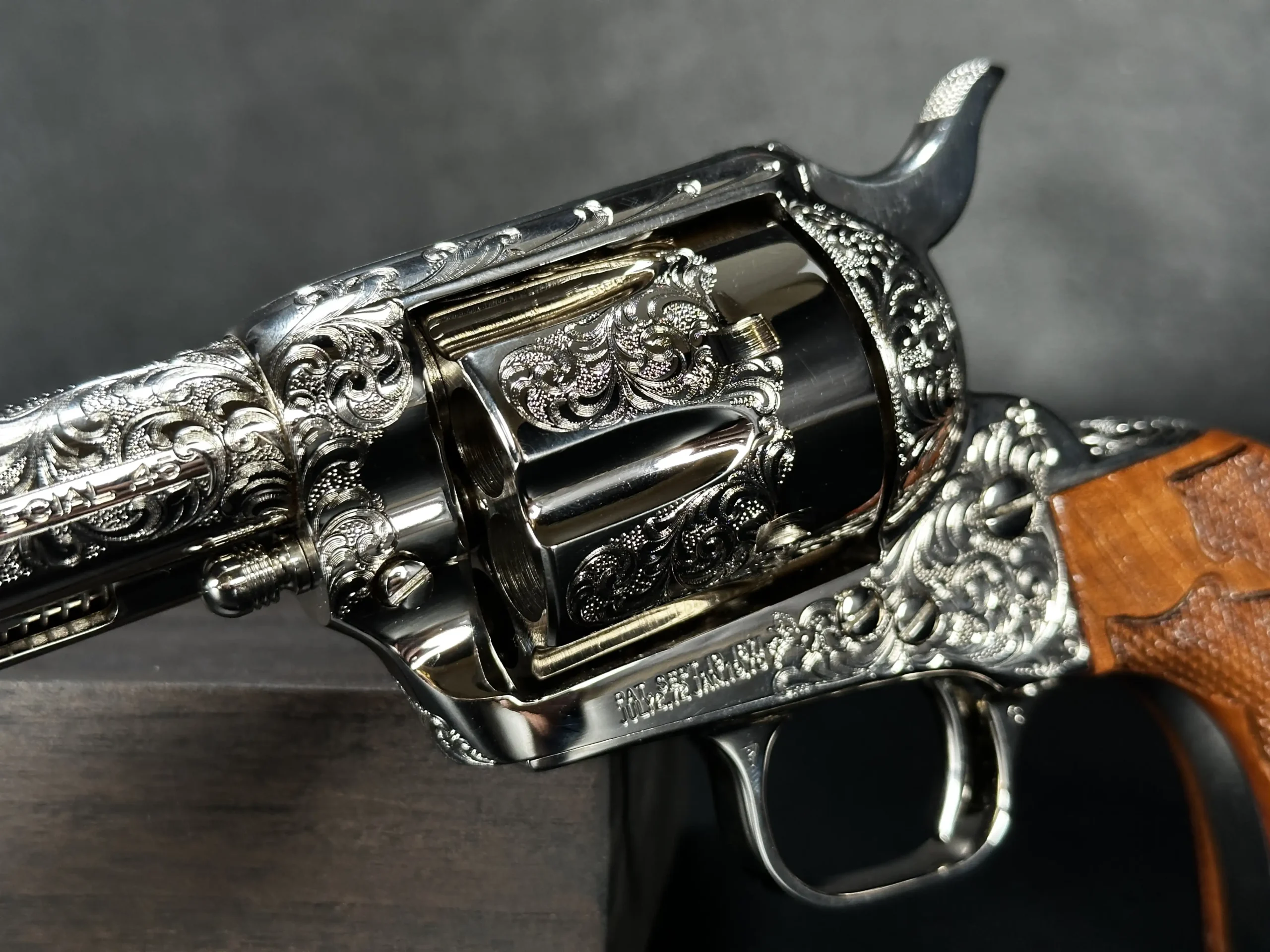 Colt Buntline Revolver Engraved Frame Detail