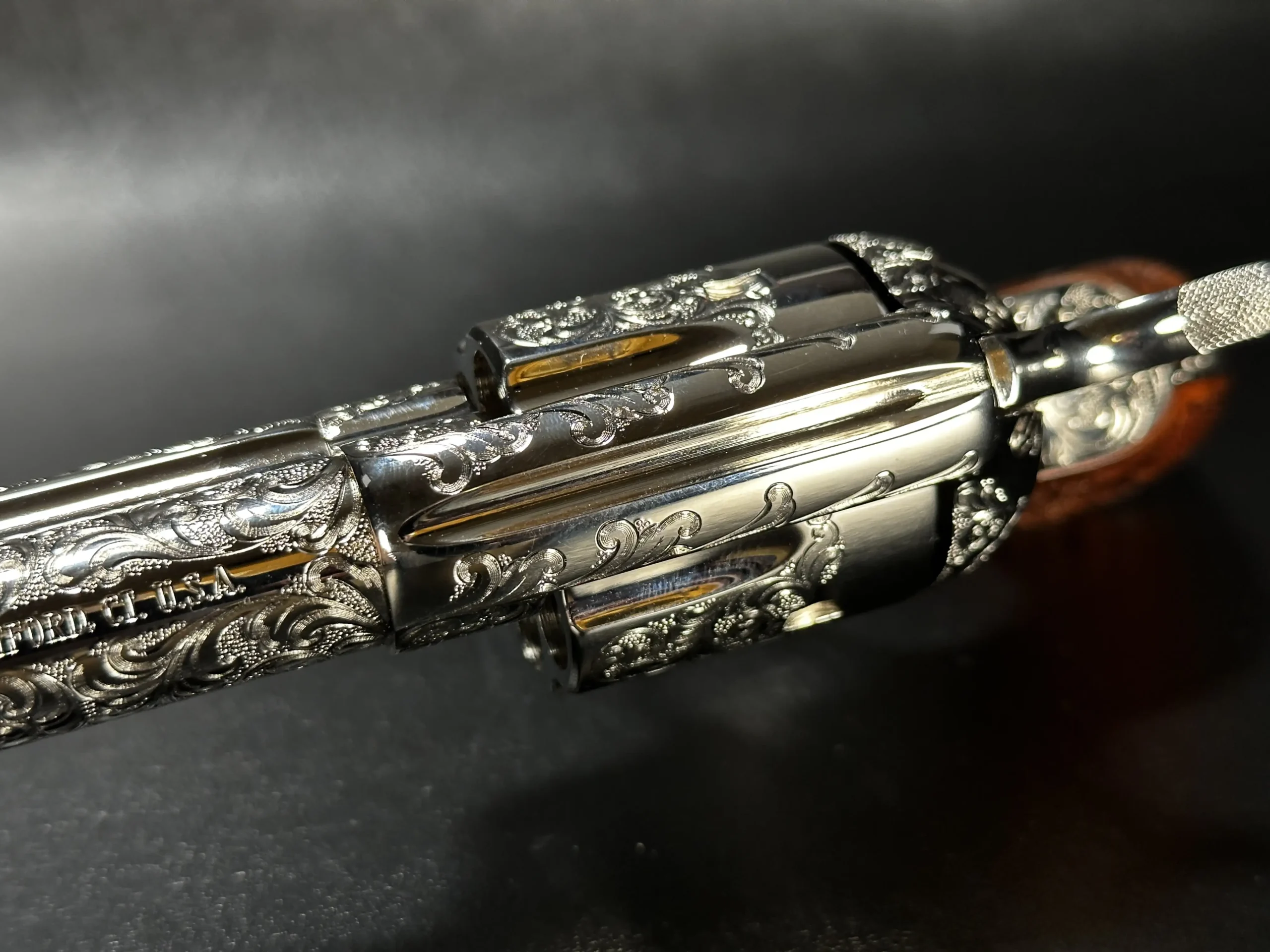 Colt Buntline Revolver Engraved Steel Surface