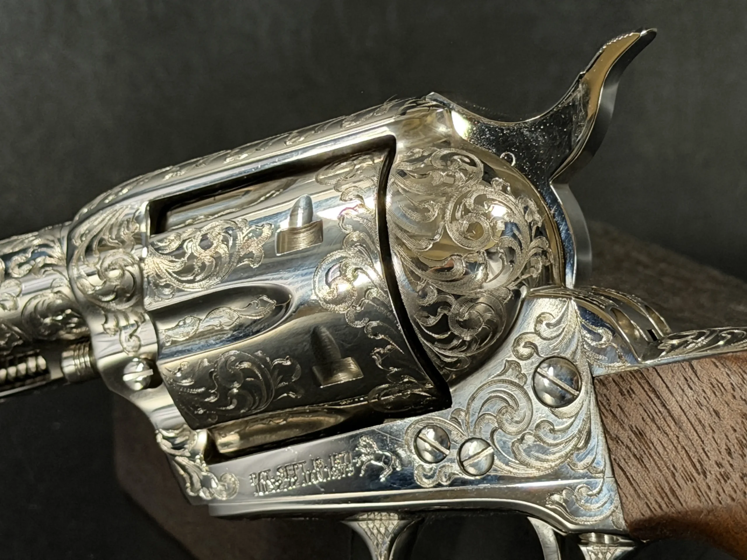 Colt SAA Engraved Frame And Barrel Nickel