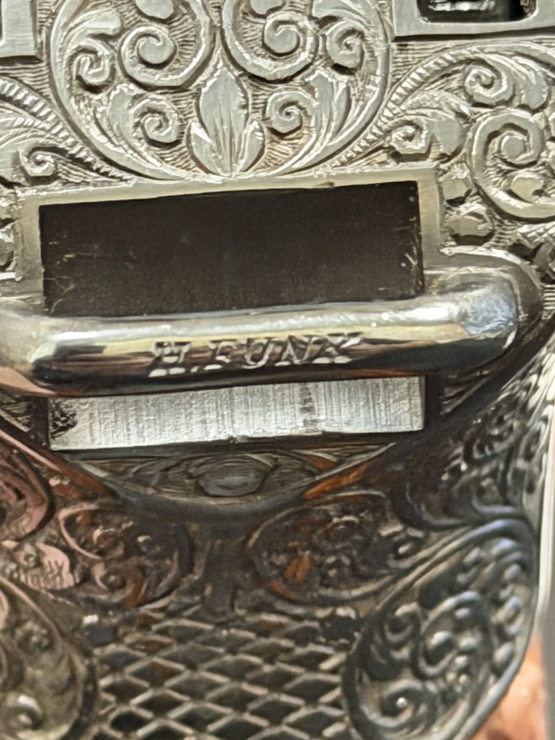 Engraved German Luger detail photography