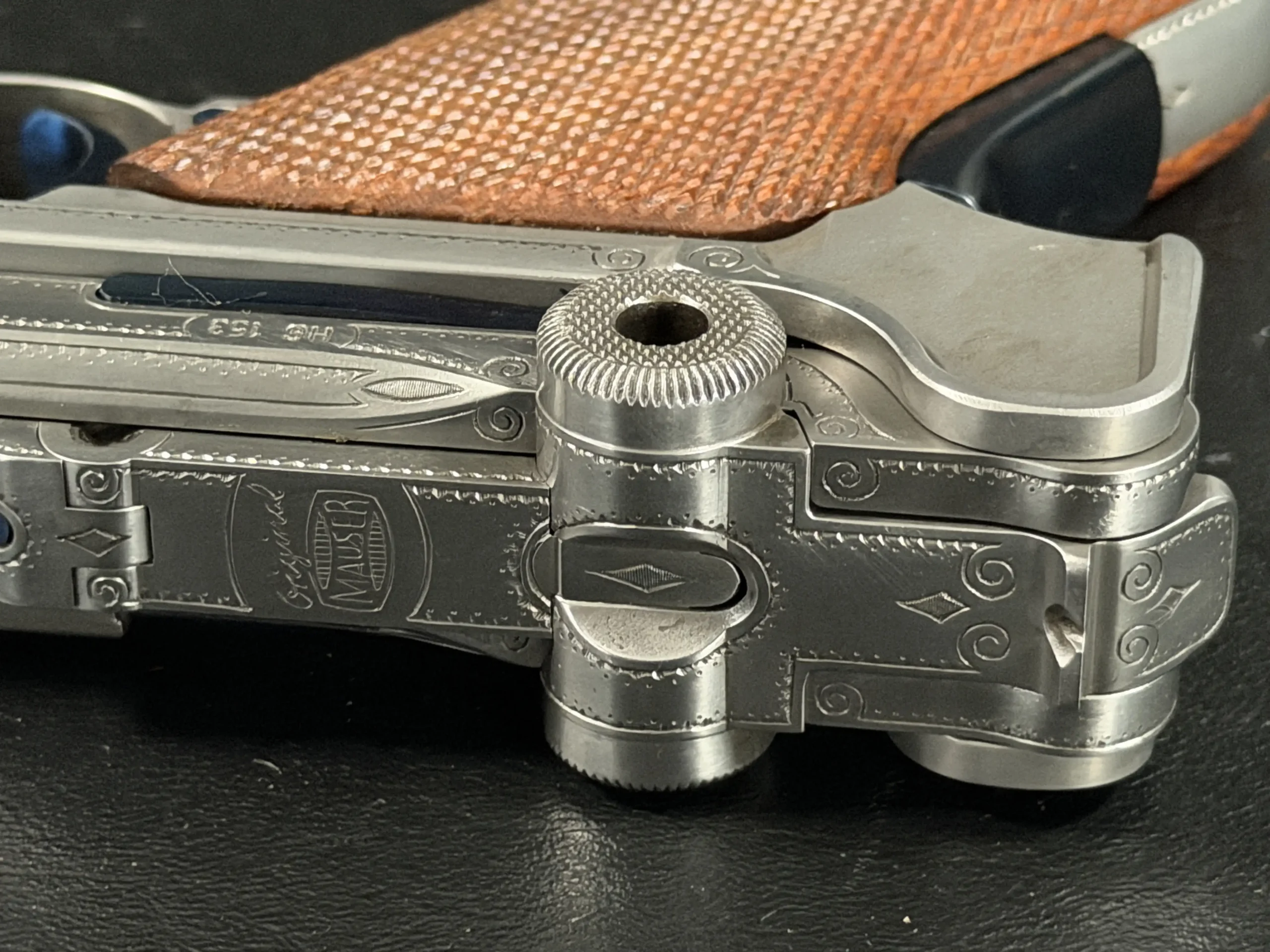 Mauser Luger Scroll Engraved Close Up