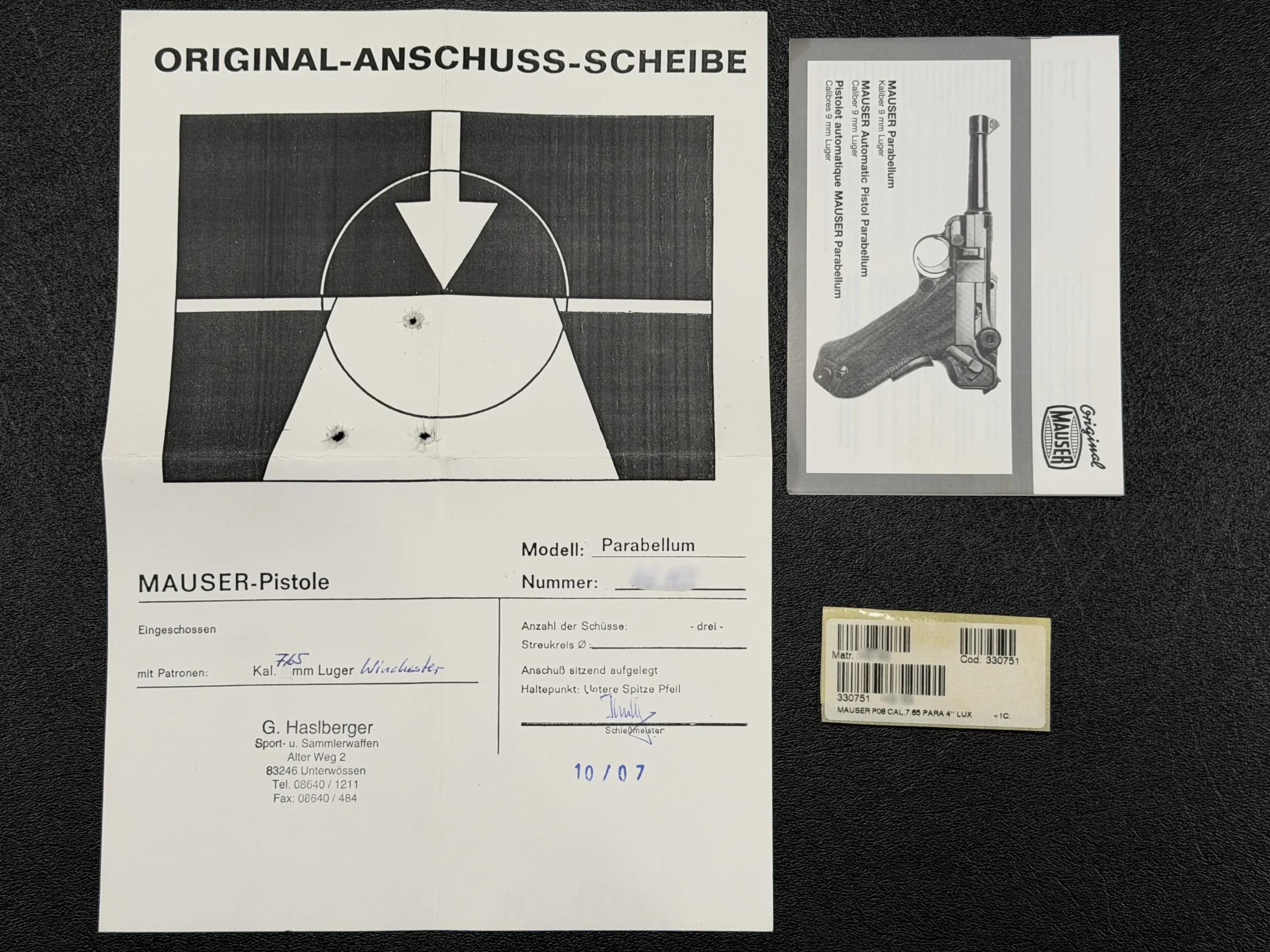 Mauser P08 7.65mm Engraved IWA Exhibition