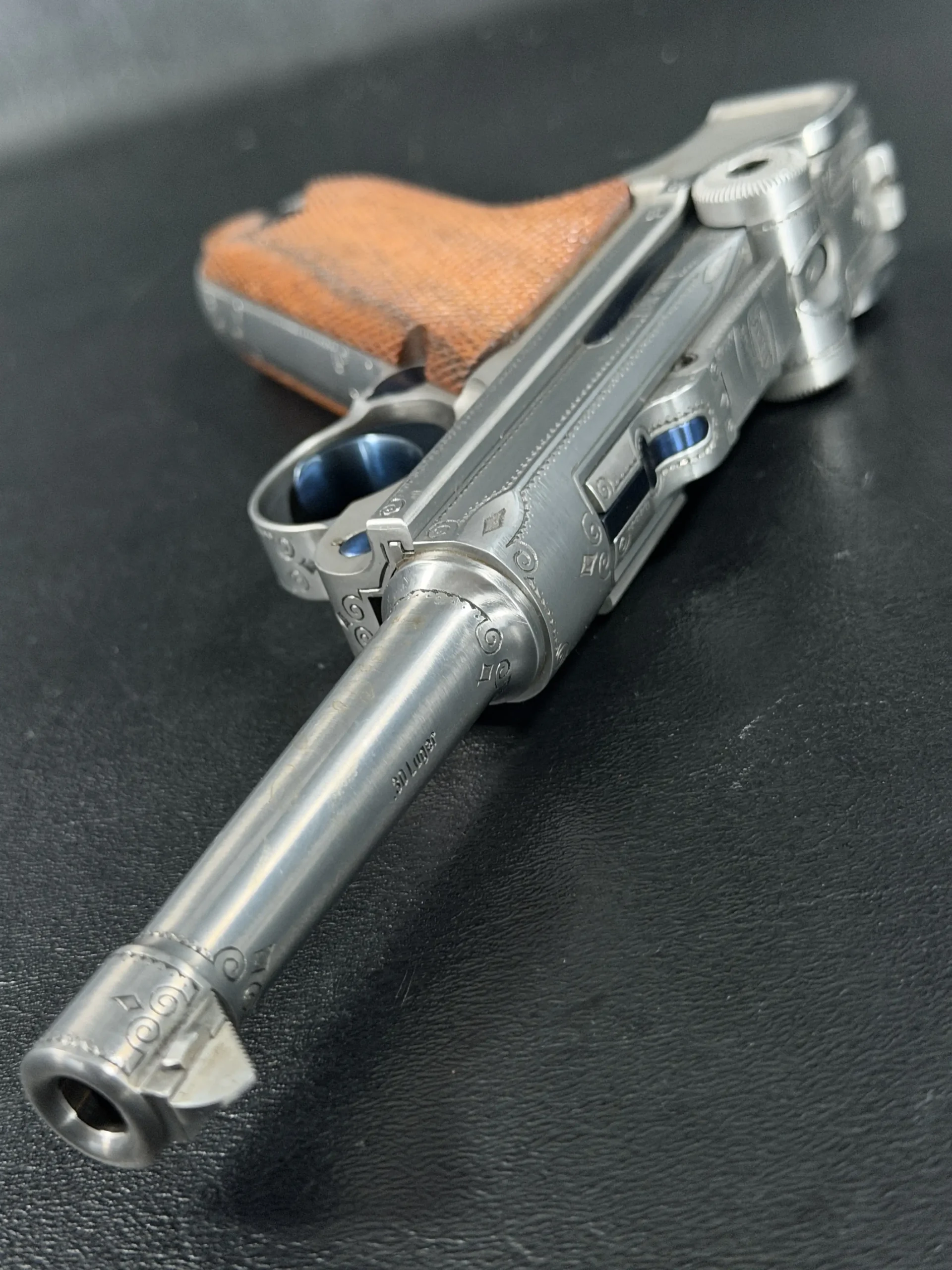 Mauser P08 Custom Engraved Frame Detail