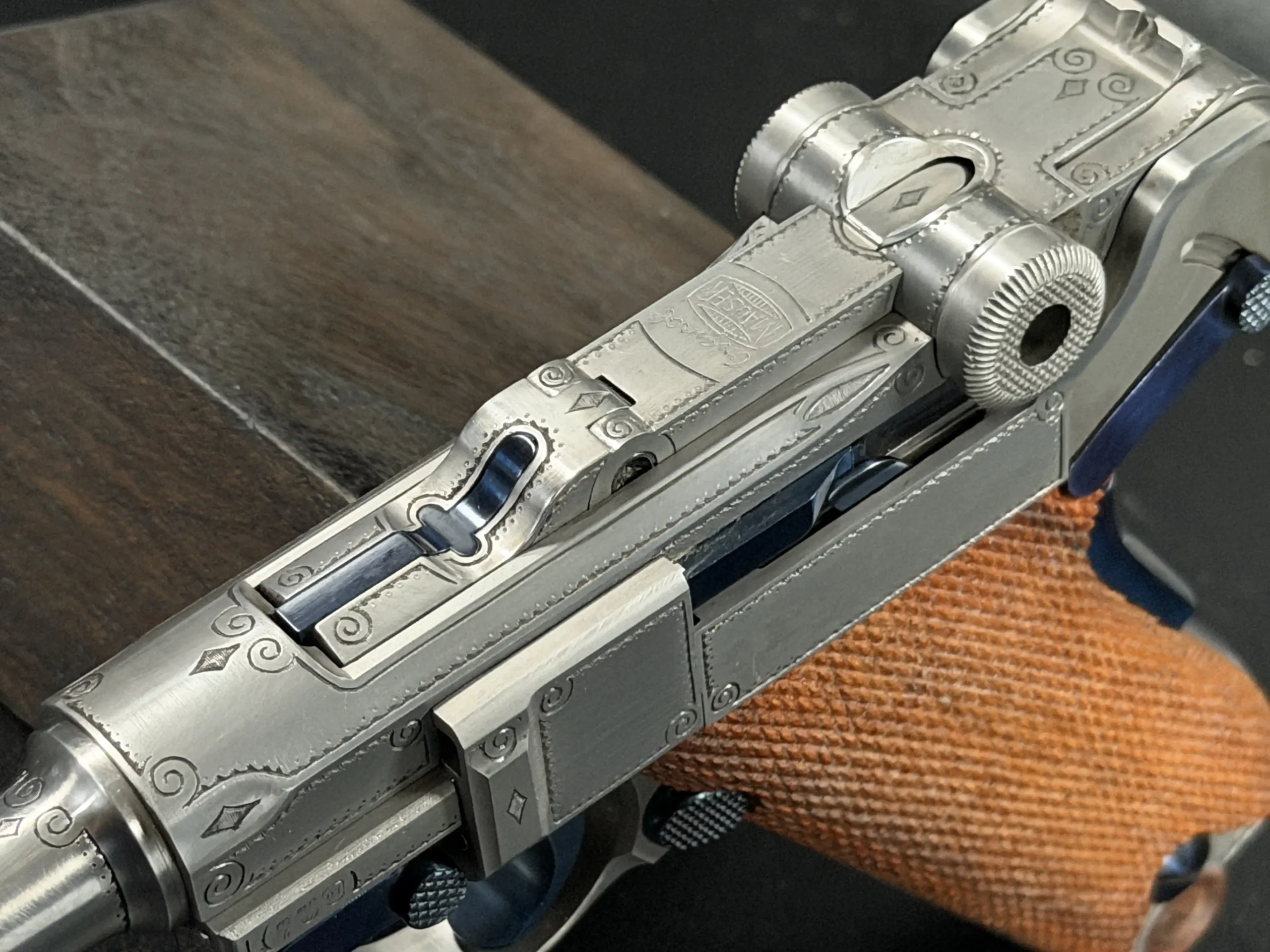 Mauser P08 Engraved Barrel Close Up