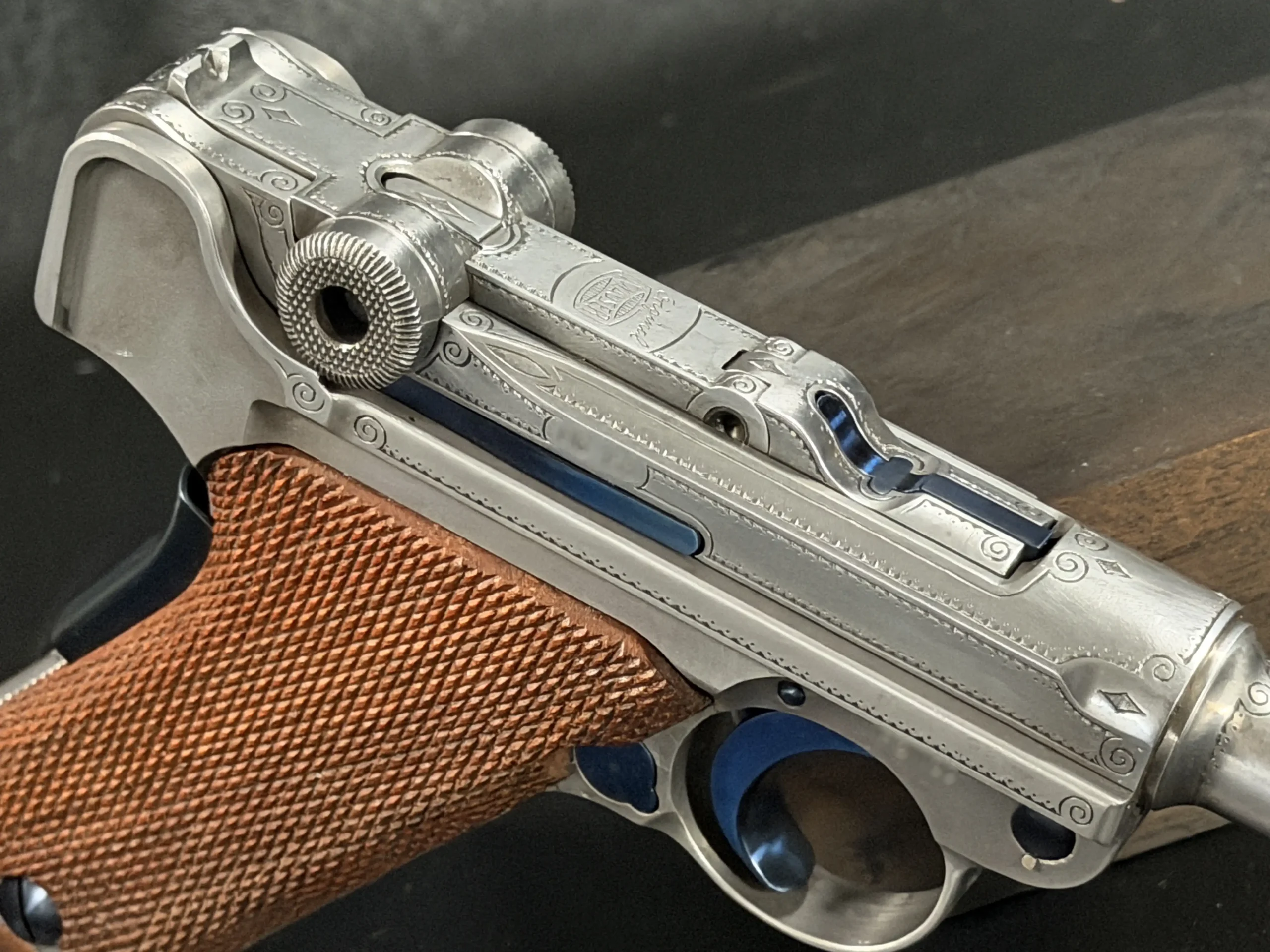 Mauser P08 Engraved Toggle Assembly Close Up