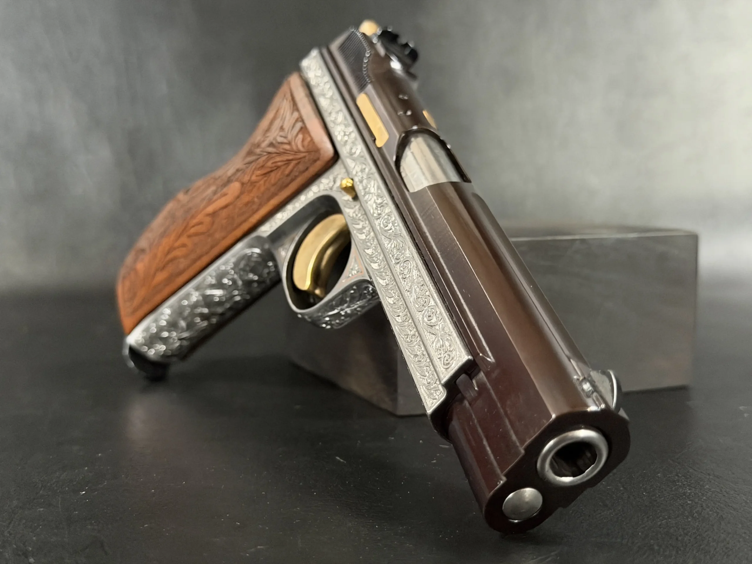 SIG P210 engraved pistol luxury finish detail