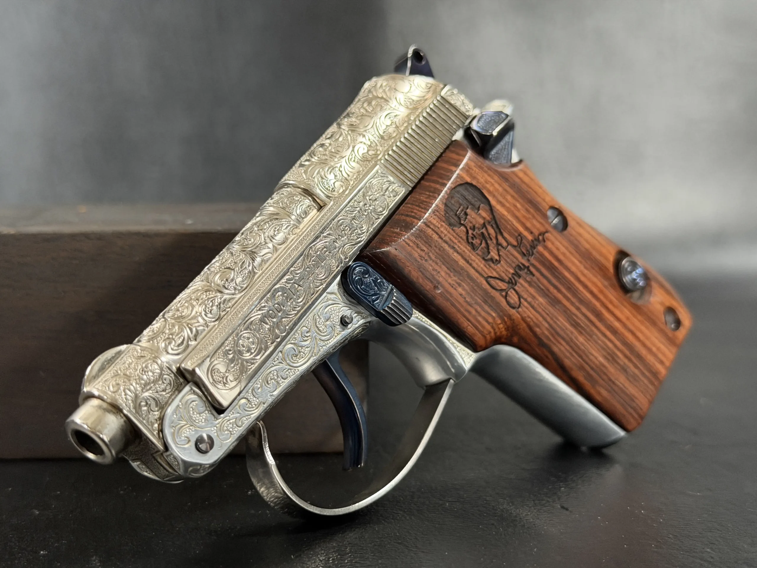Beretta 21A 22 Short engraved silver finish