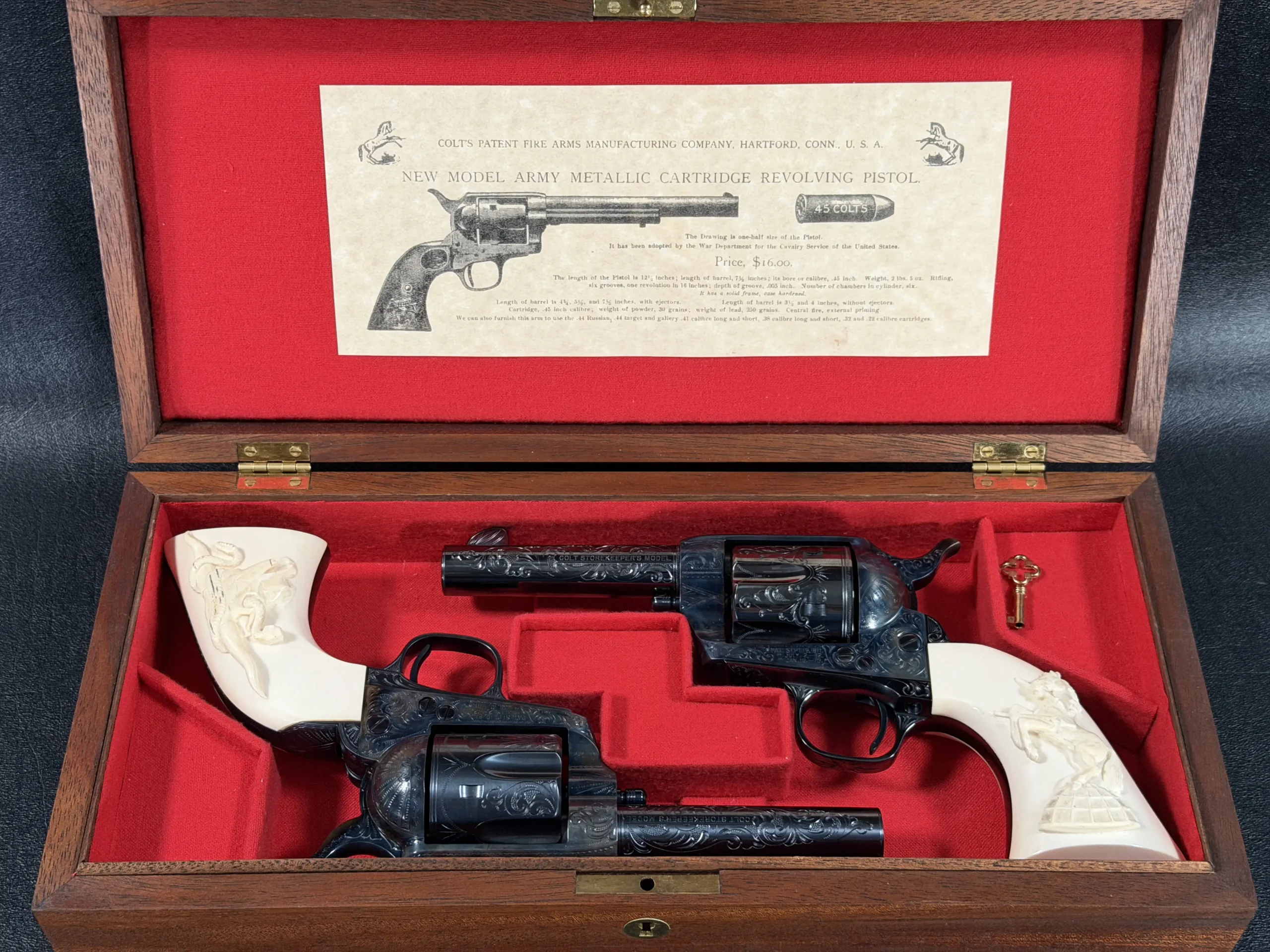 Cased Pair Colt 3rd Gen Storekeeper SAA 45 Colt