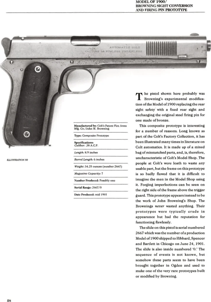 Colt Model 1900 "Sight Safety" Prototype Book