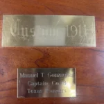 Engraved U.S. Colt 1911 Texas Ranger Captain Plaque
