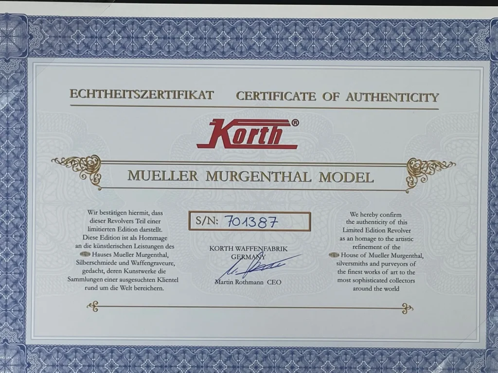 Korth Classic Mueller Murgenthal Certificate SN-701387