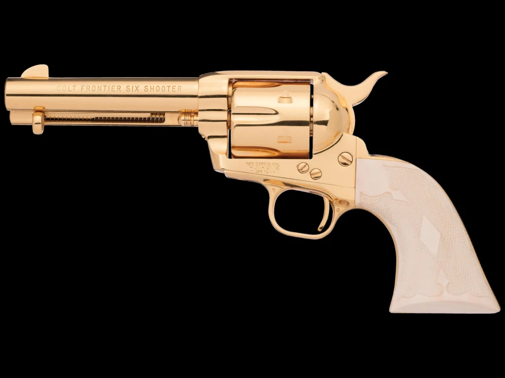 handcrafted gold colt frontier six shooter saa