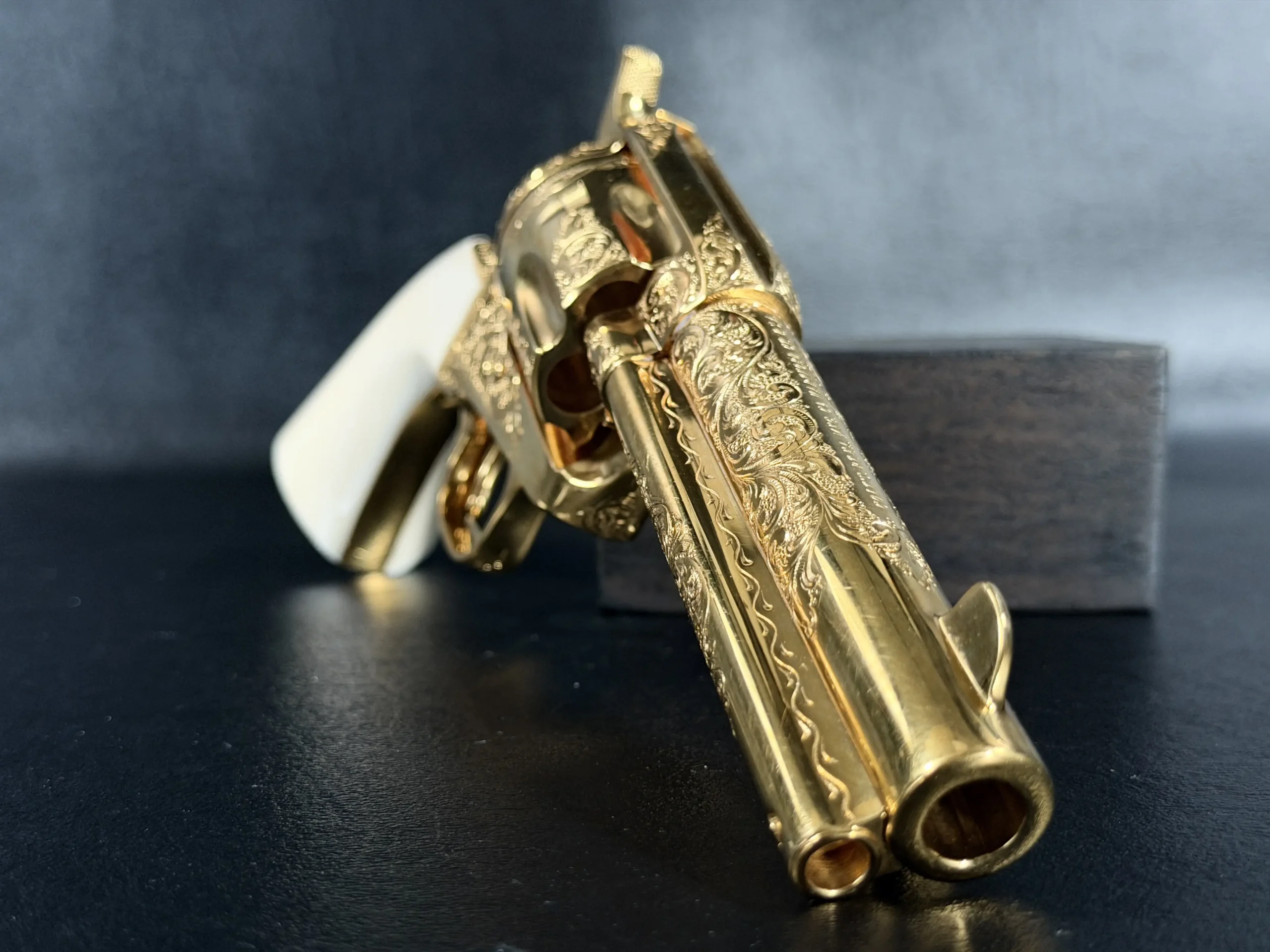 Colt SAA Ivory Grips Gold Plated Factory Engraved