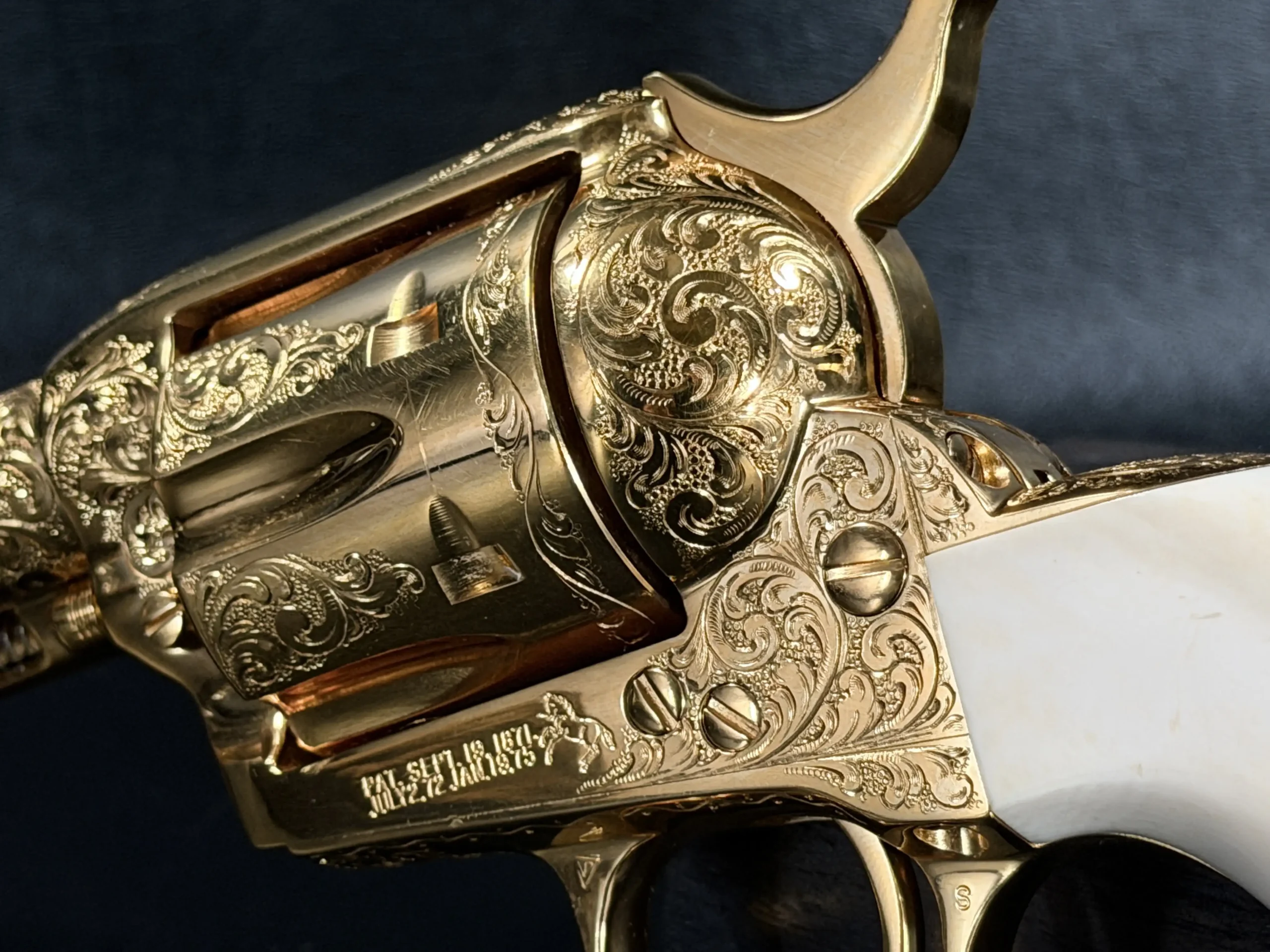 Colt Single Action Army Gold Engraved Cylinder Detail