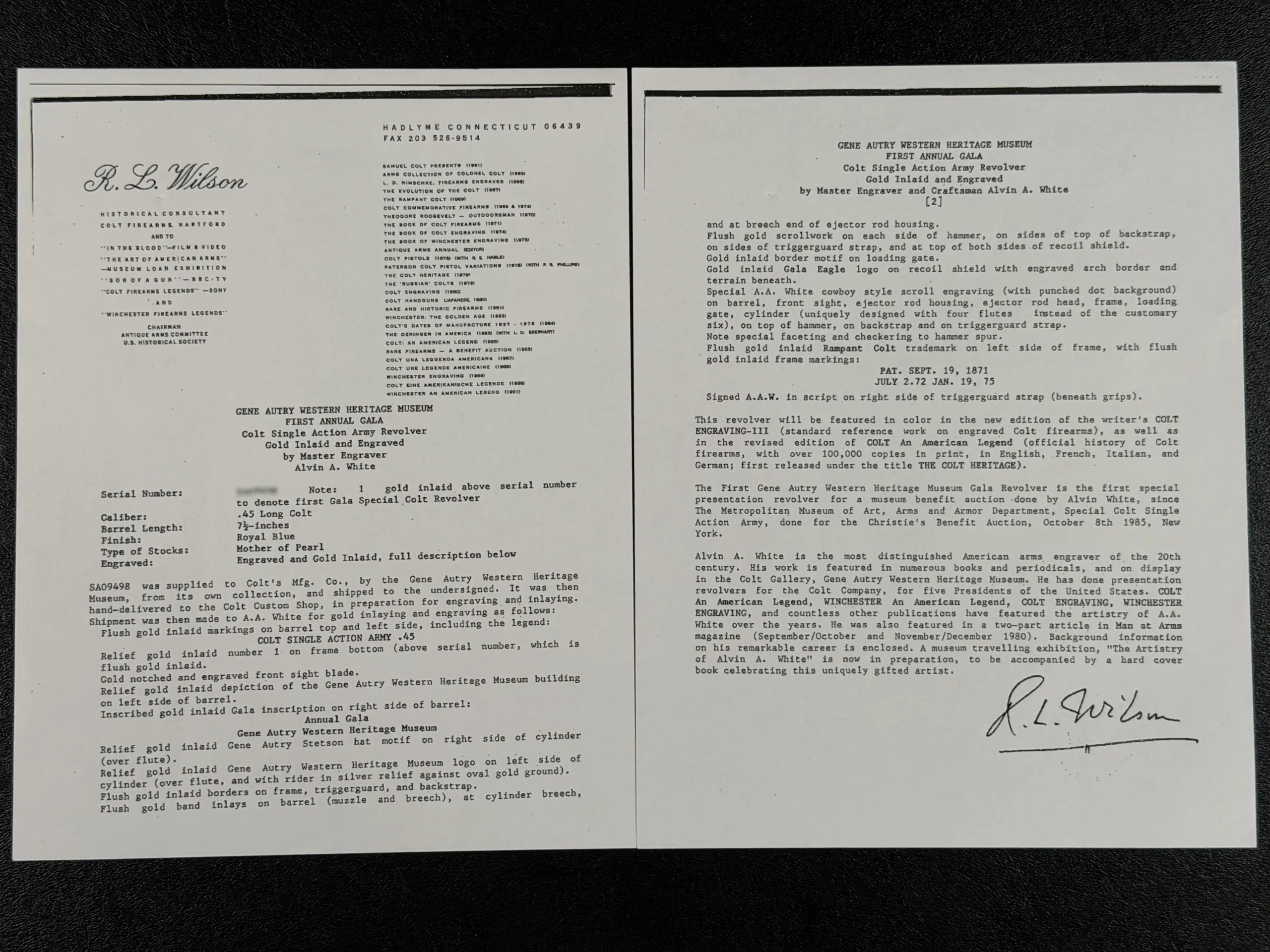 Colt SAA Autry Western Heritage Museum Gala Revolver