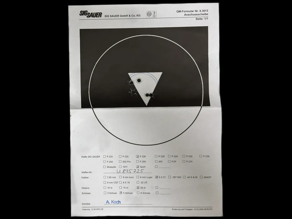 SIG Sauer P226 X5 Zeus Target - Serial U895725