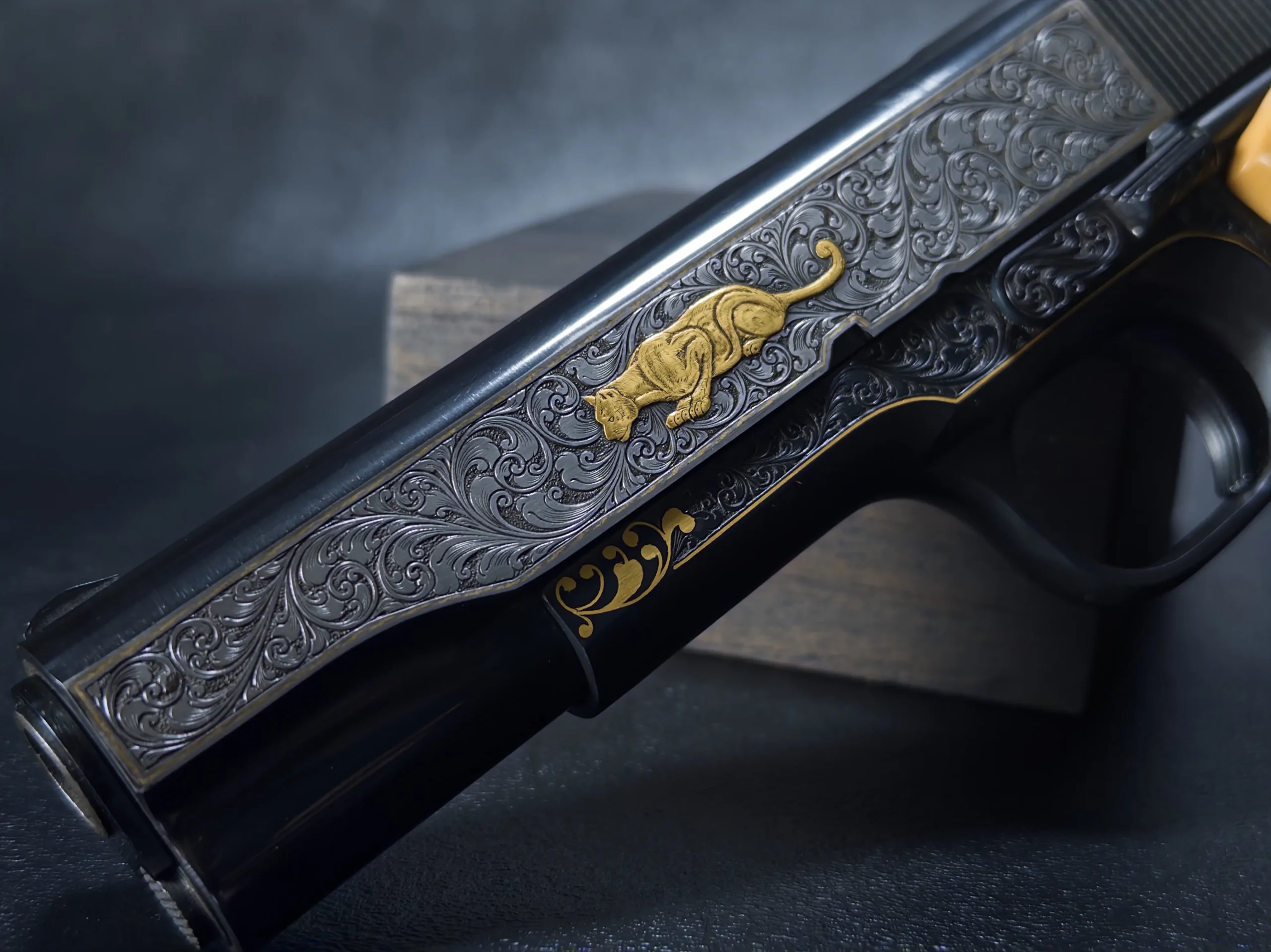 ray viramontez engraved colt 1911 government model close up