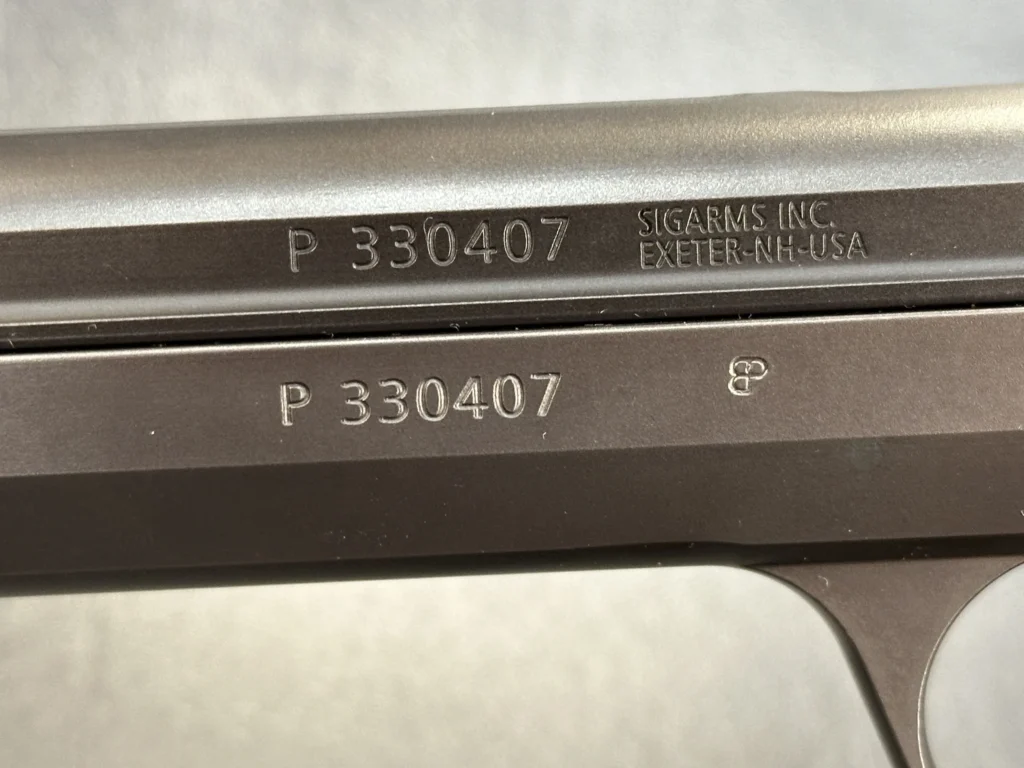 sig arms p210 5 heavy frame serial number markings