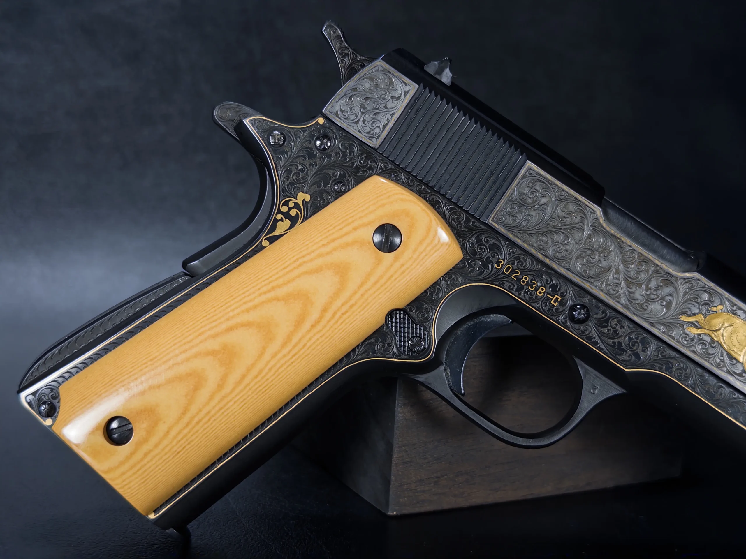 vintage style ray viramontez colt government 1911 engraving