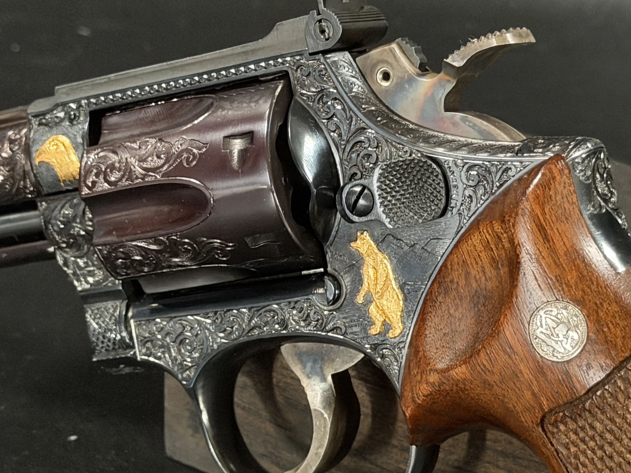 S W 53 Engraved Revolver Sporting Scene Gold Inlay