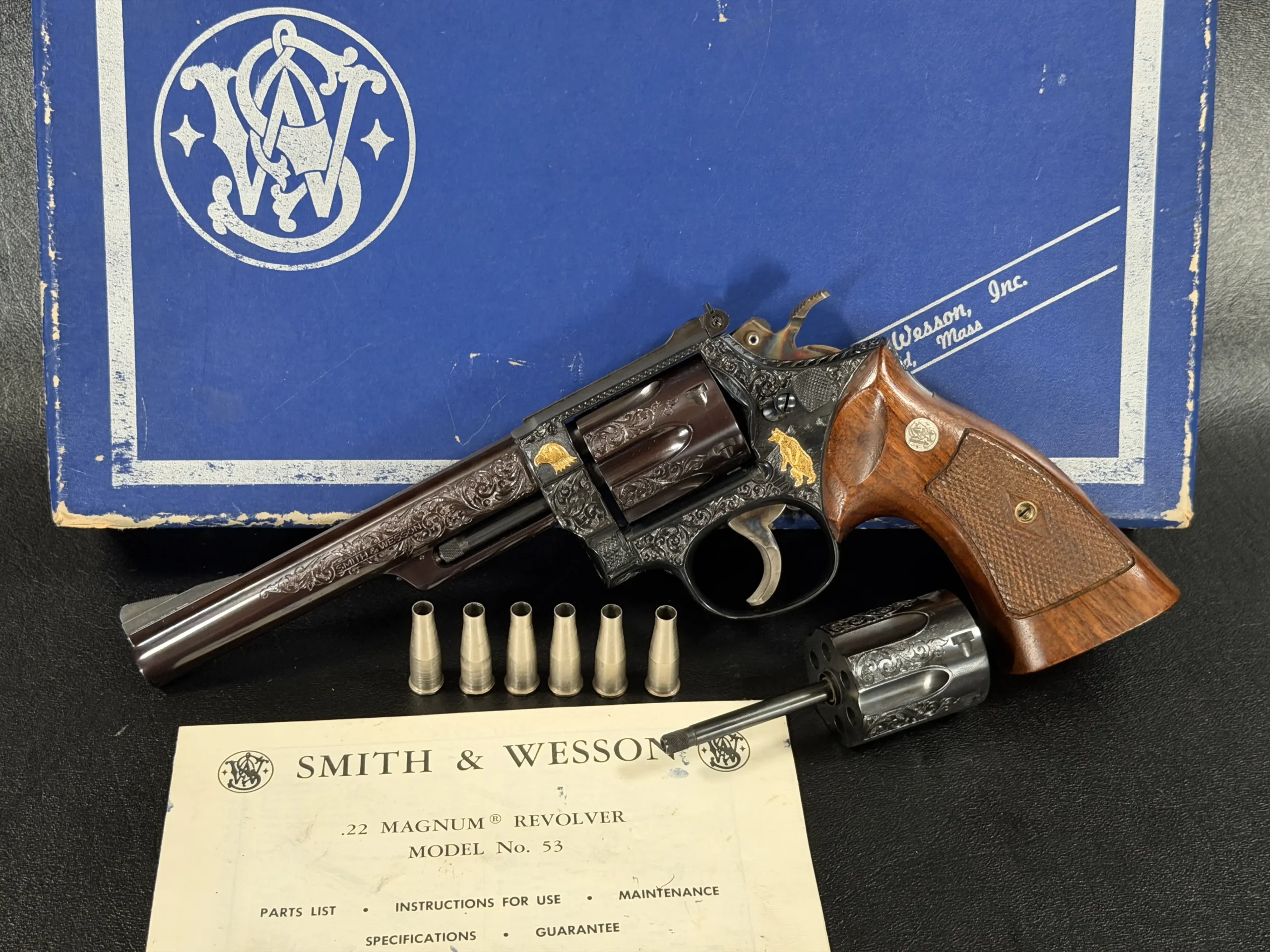 S W Model 53 Engraved Revolver 22 Jet 22 Mag 22 LR