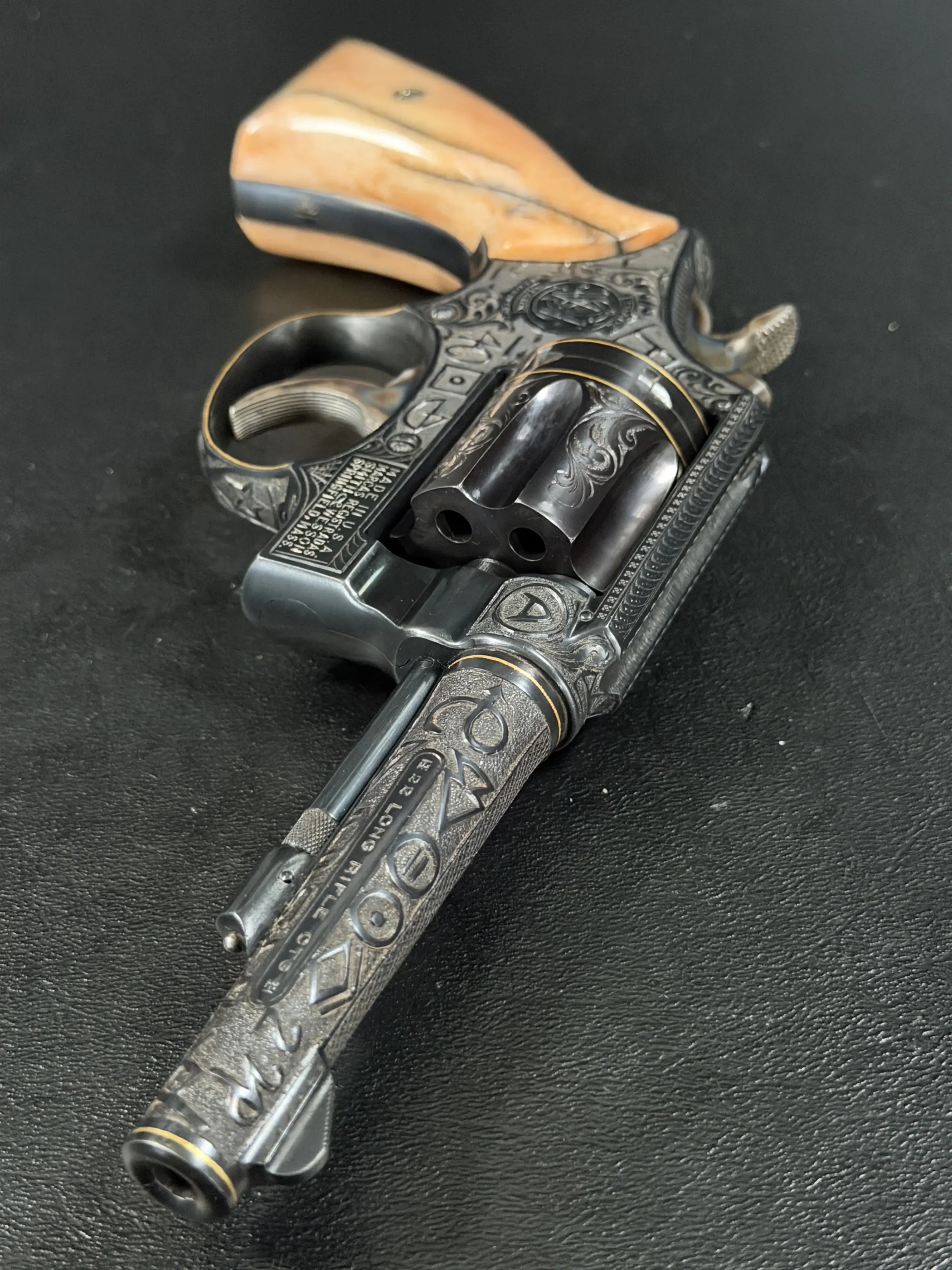 Smith Wesson 22 M P collectible engraved revolver gold accents