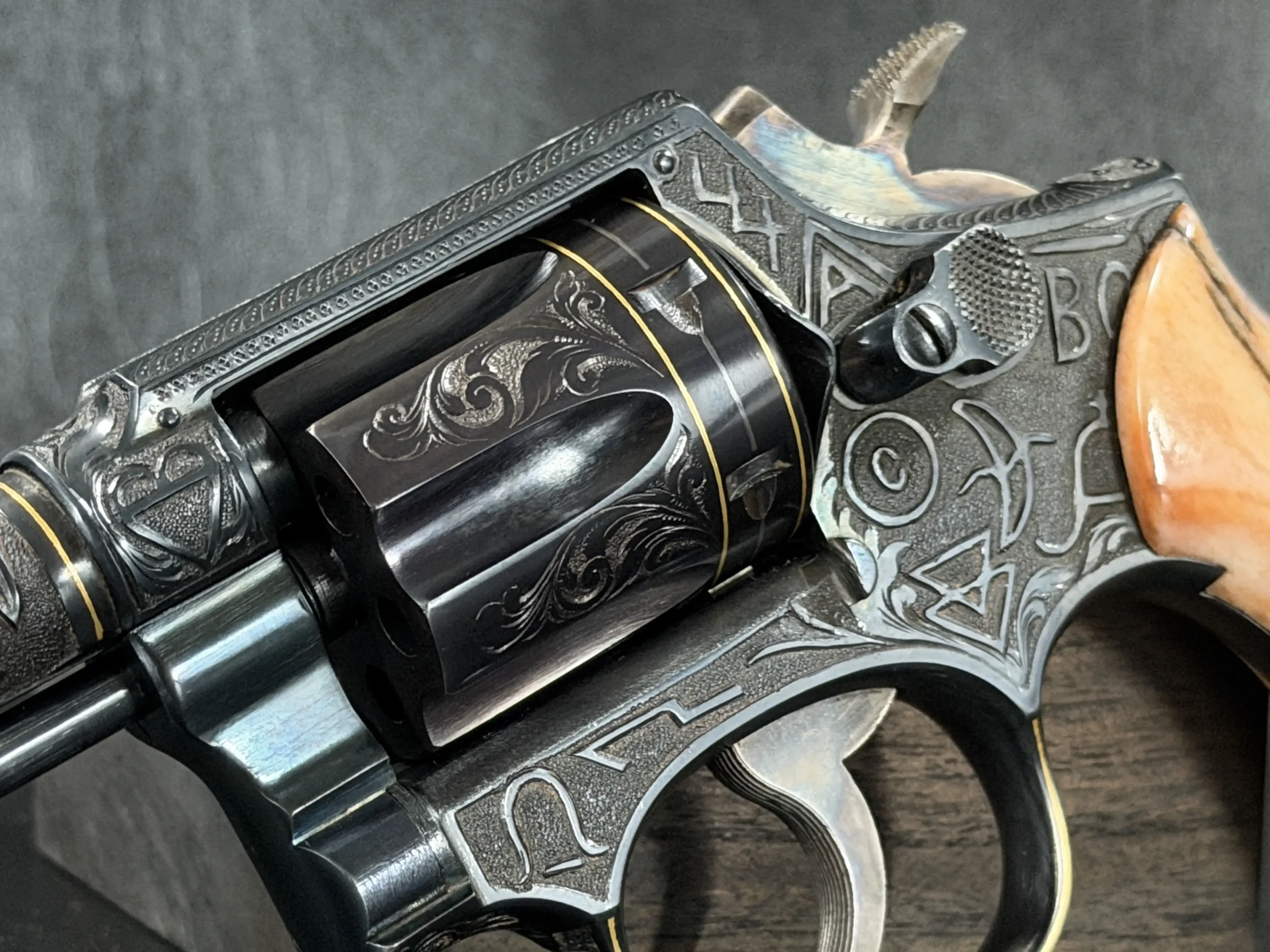 Smith Wesson 22 M P custom engraved gold inlay revolver USPS