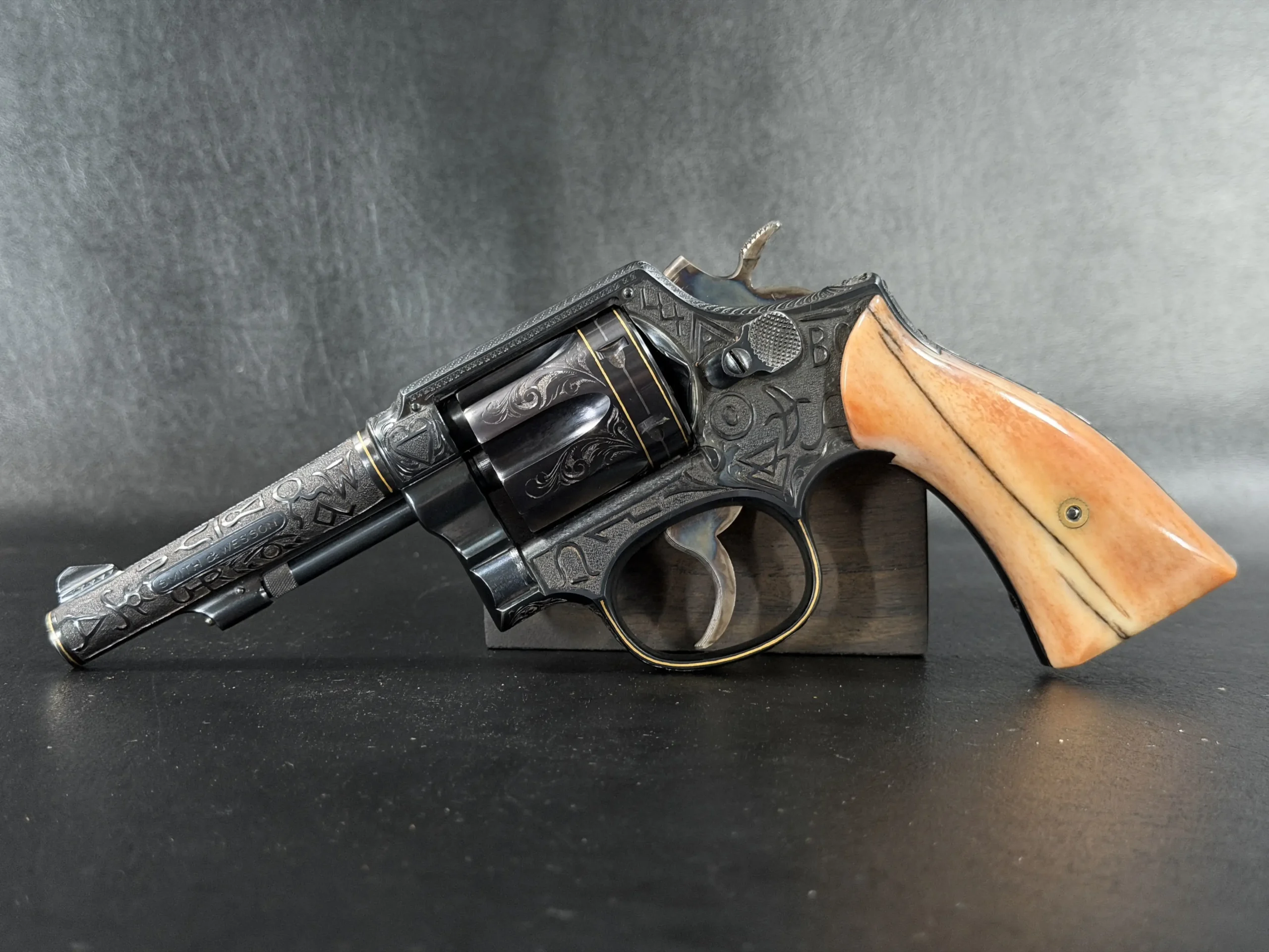 Smith Wesson 22LR M P engraved western cattle brand revolver