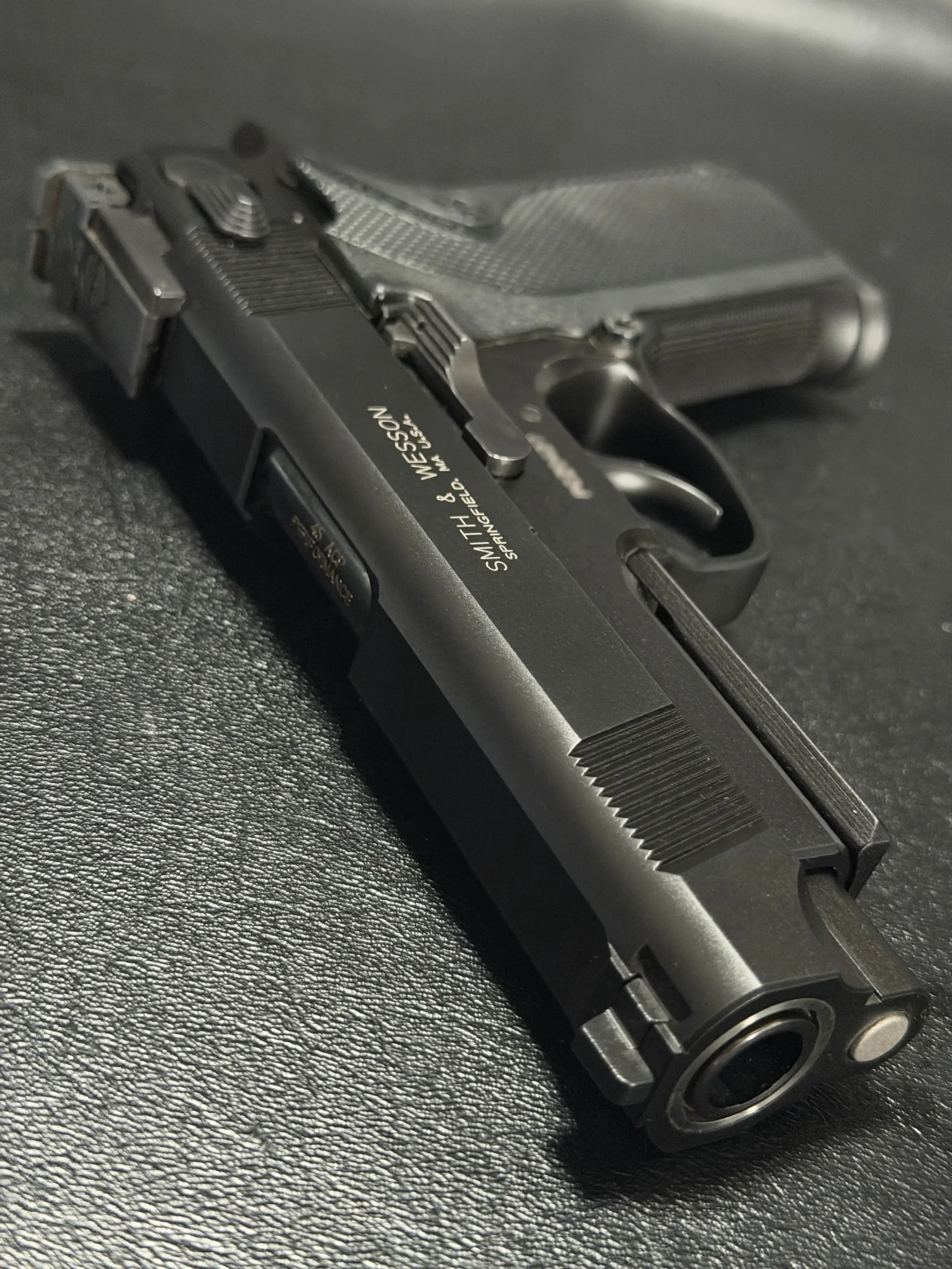 Smith Wesson 4566 PC Rear Sight And Hammer View