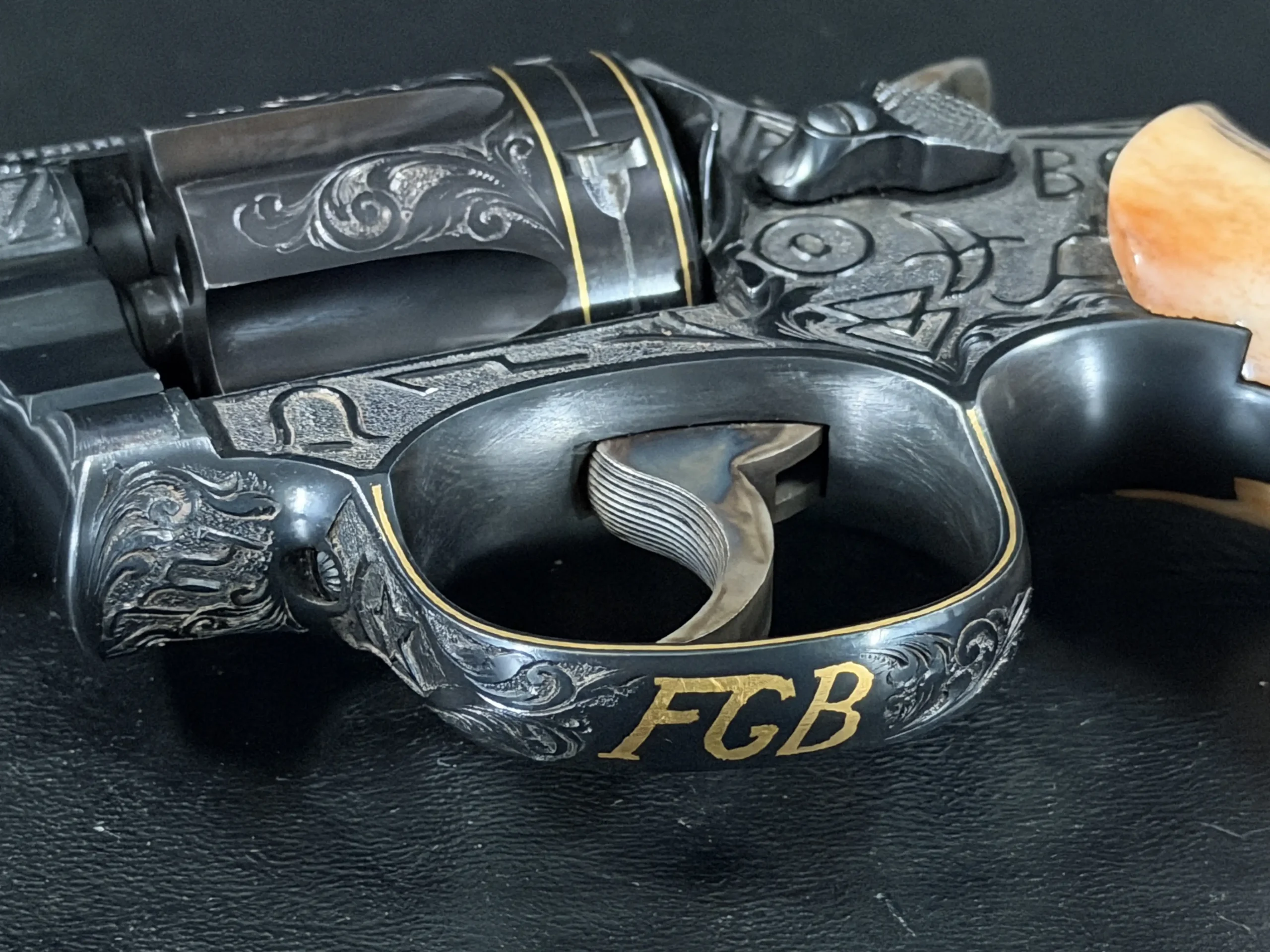 Smith Wesson engraved 22LR revolver cattle brands gold inlay